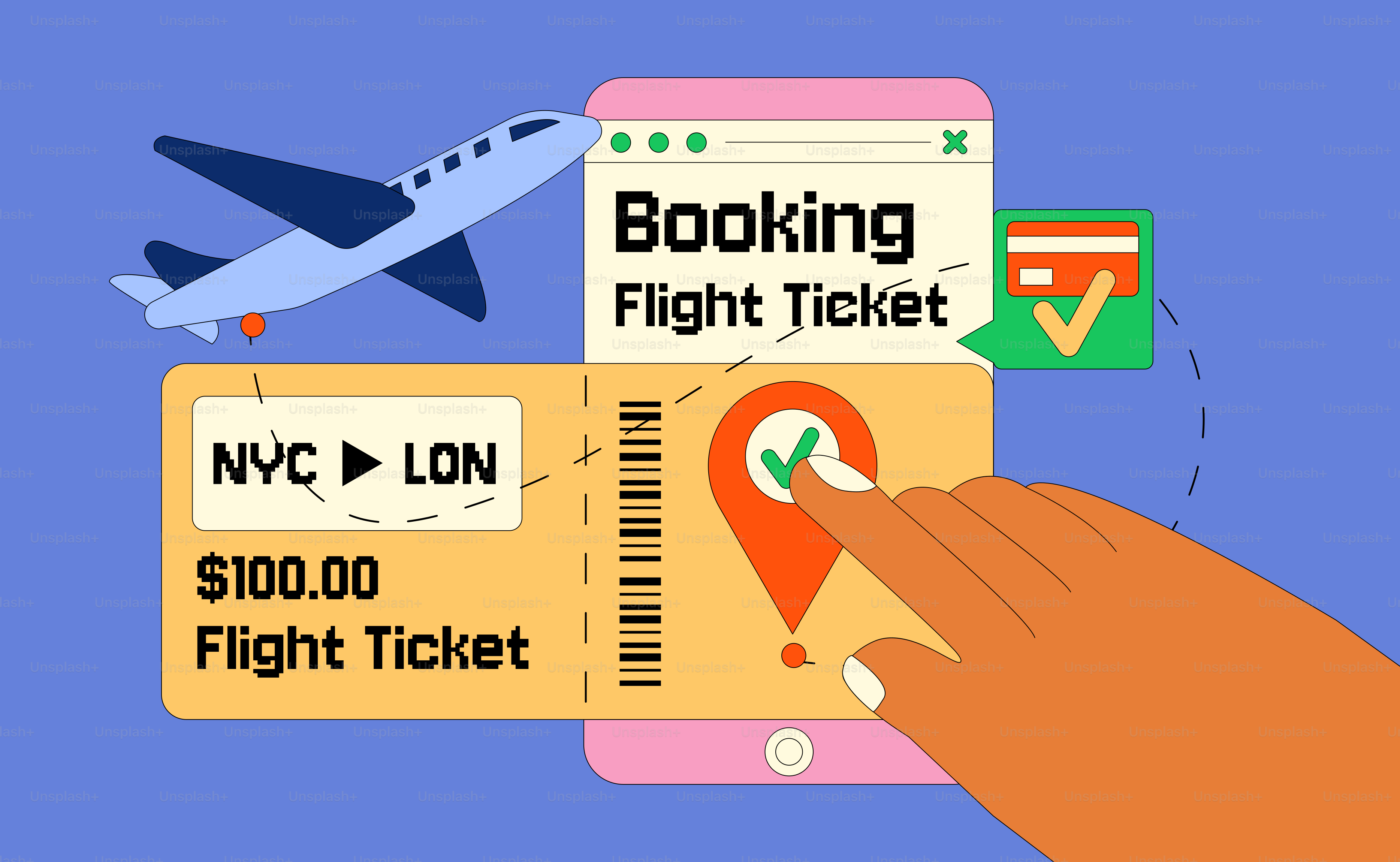 Booking a flight ticket online with ease.