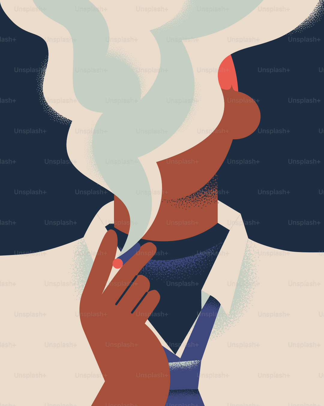 A person is smoking a cigarette.