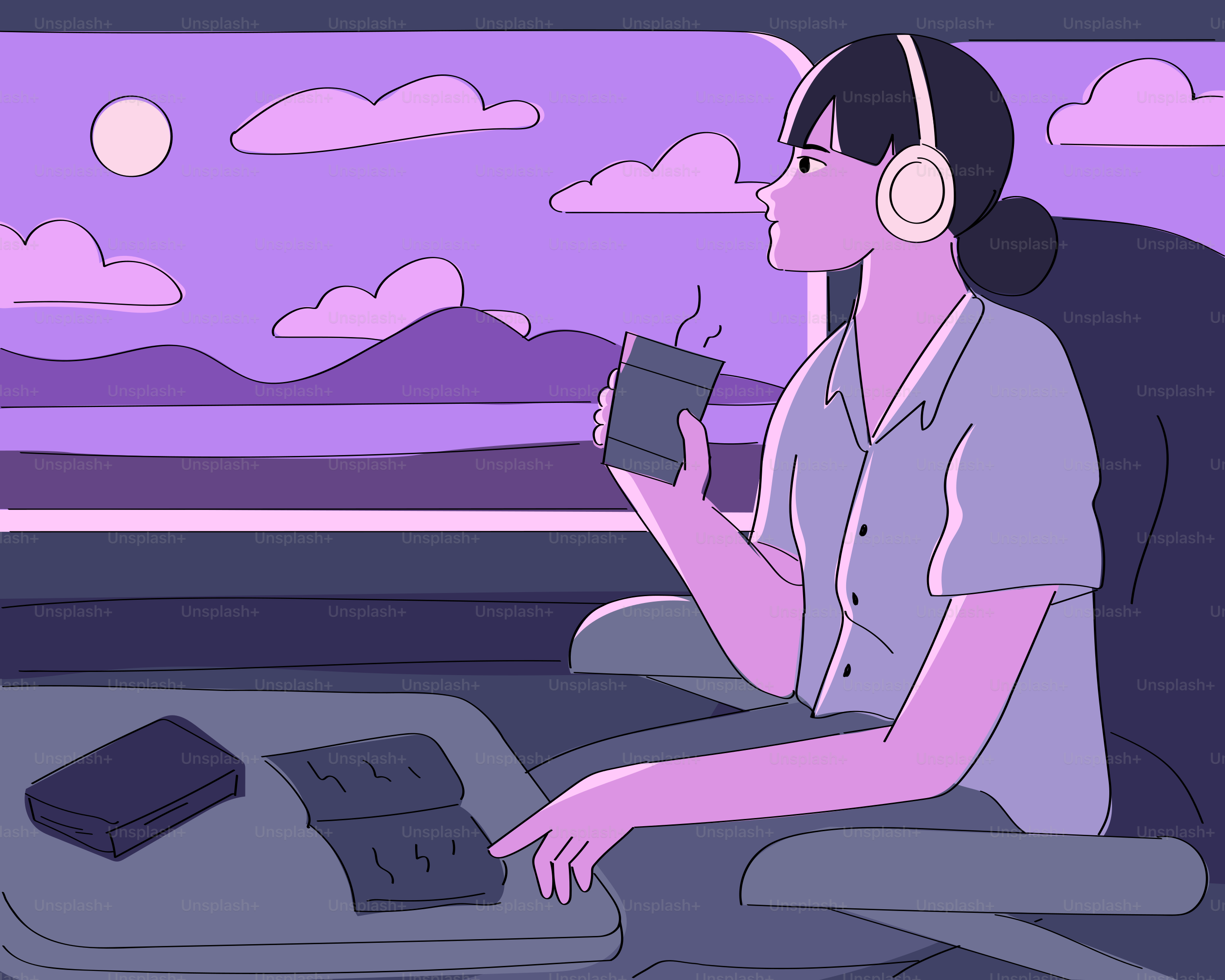 Woman listens to music while enjoying a train ride.