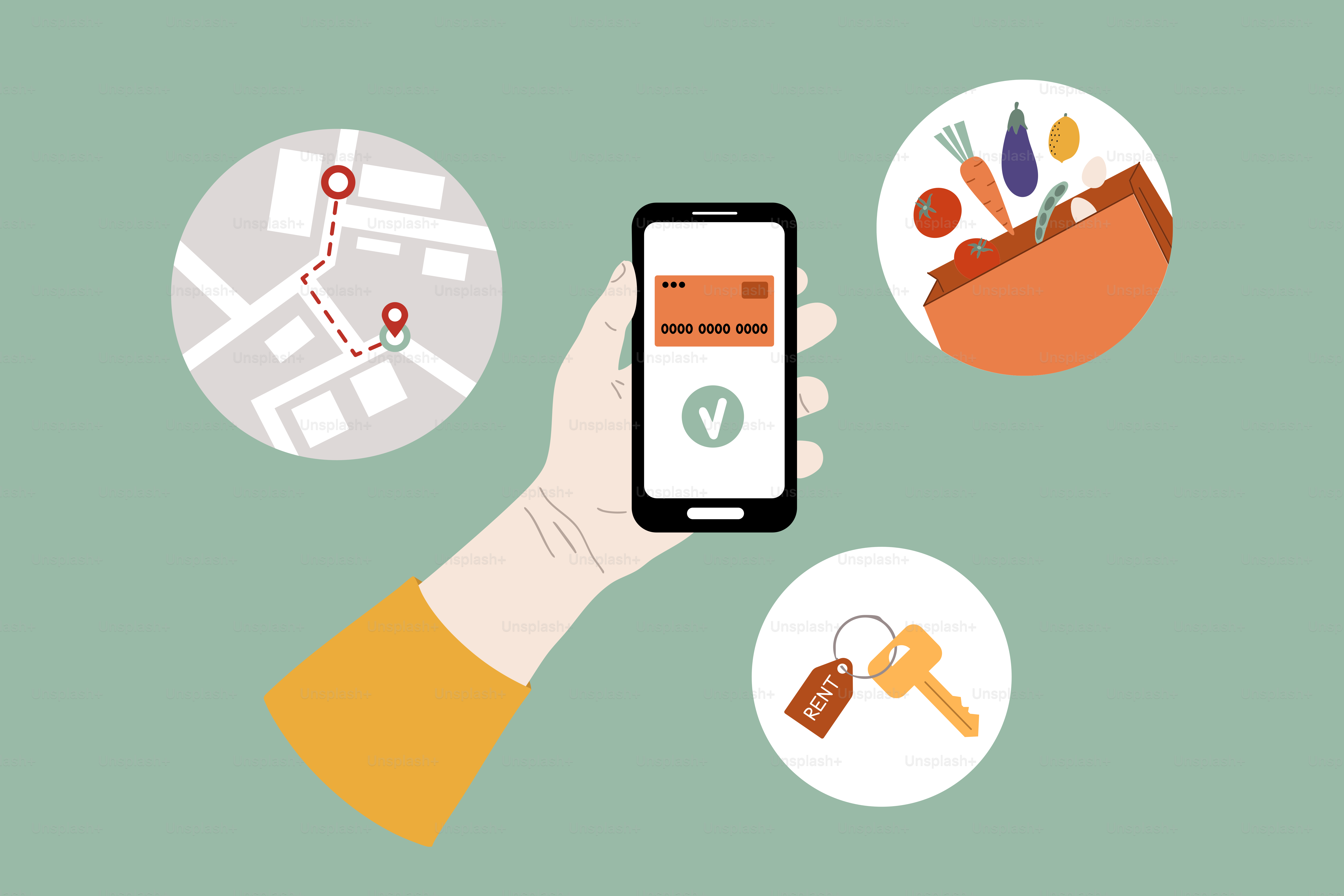 Mobile payment and location services are being used.