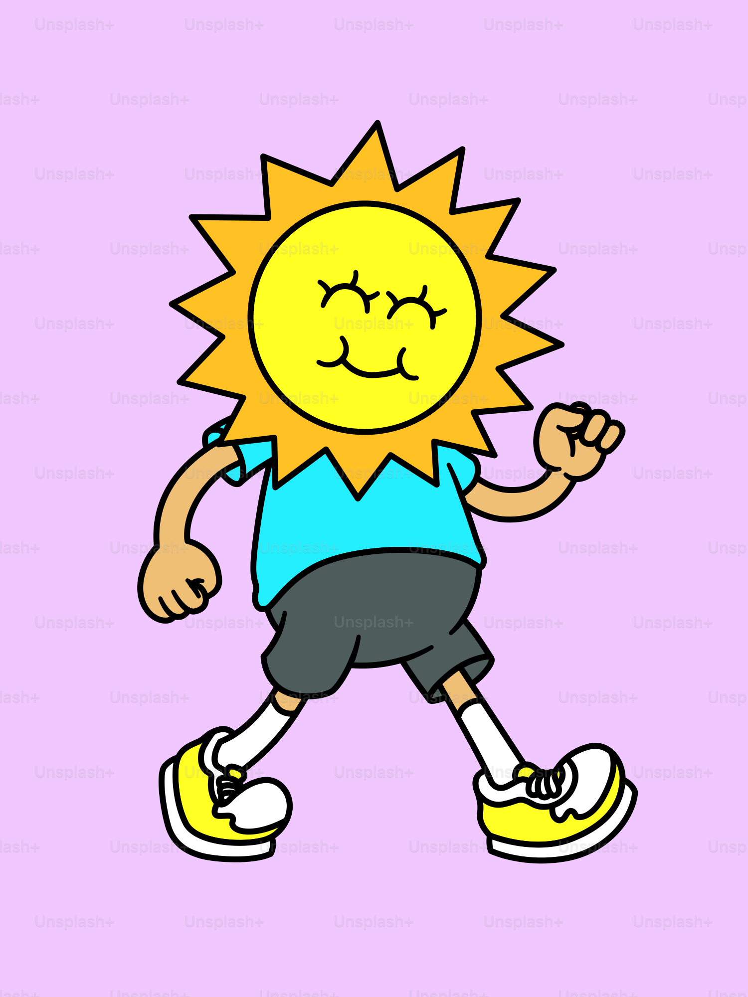 The smiling sun is taking a confident walk.