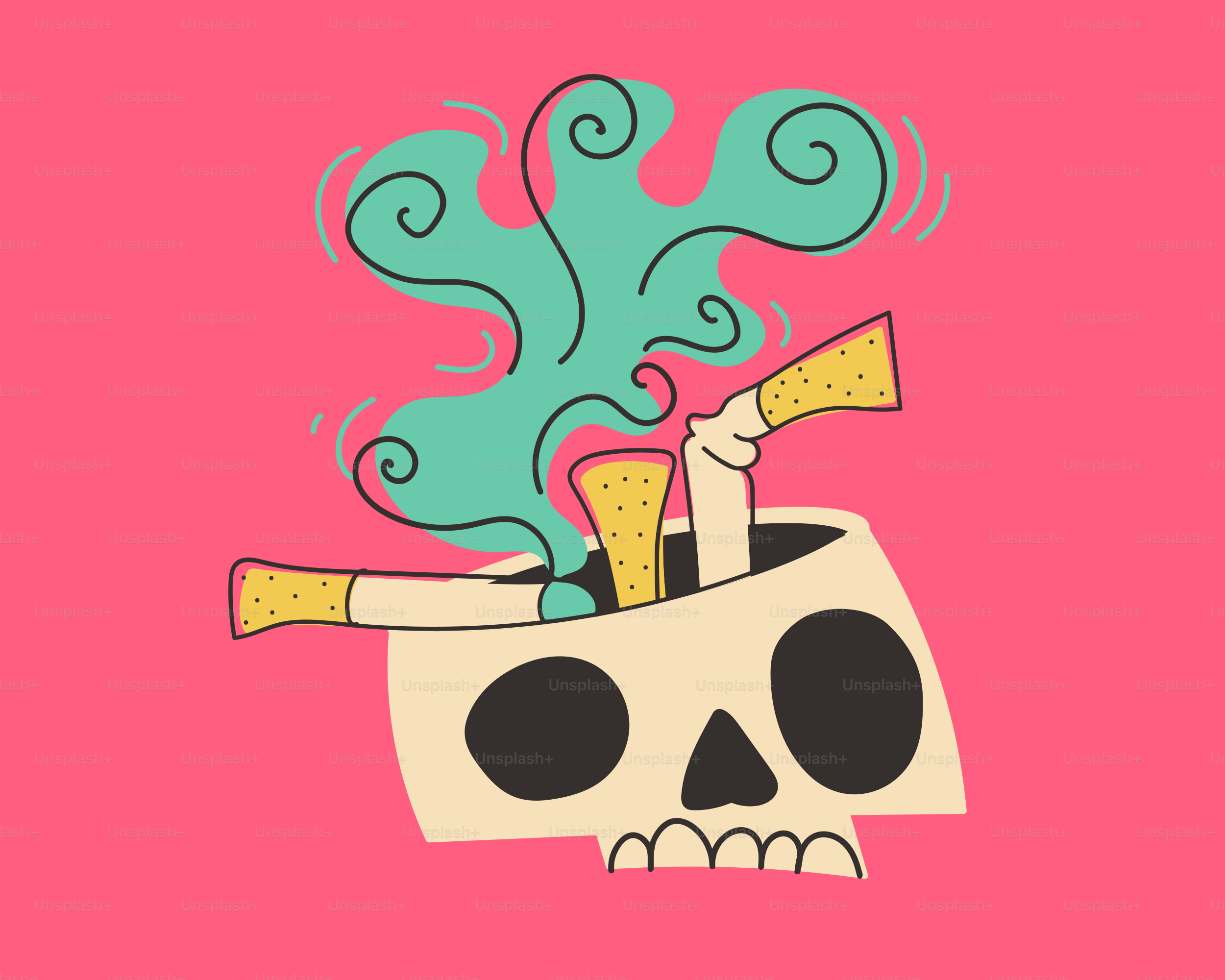 Smoking kills: a skull with cigarettes and smoke.