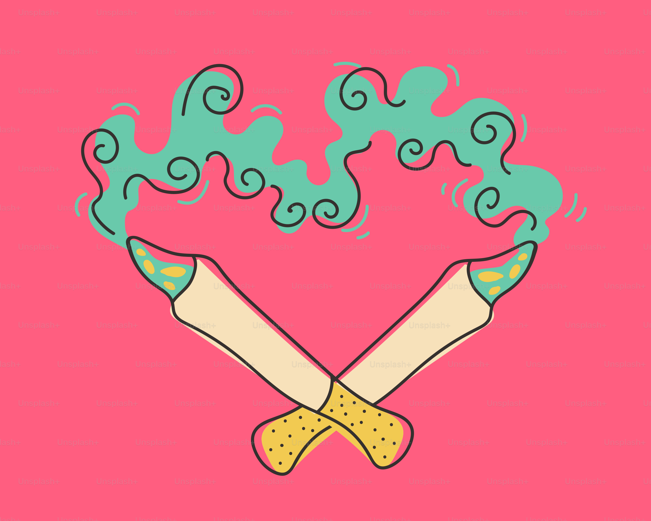 Two crossed cigarettes form a heart.