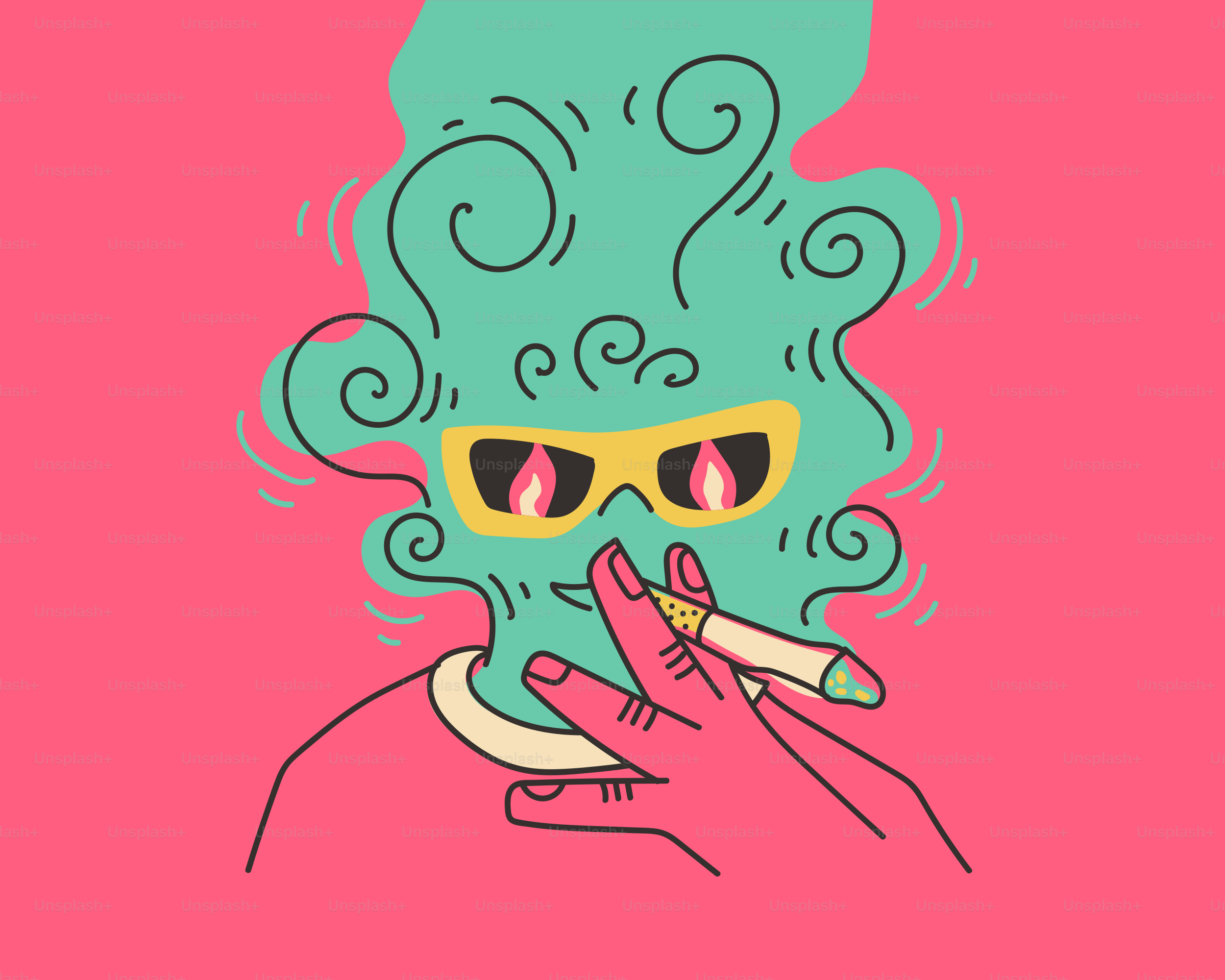 A cartoon figure smoking a cigarette.