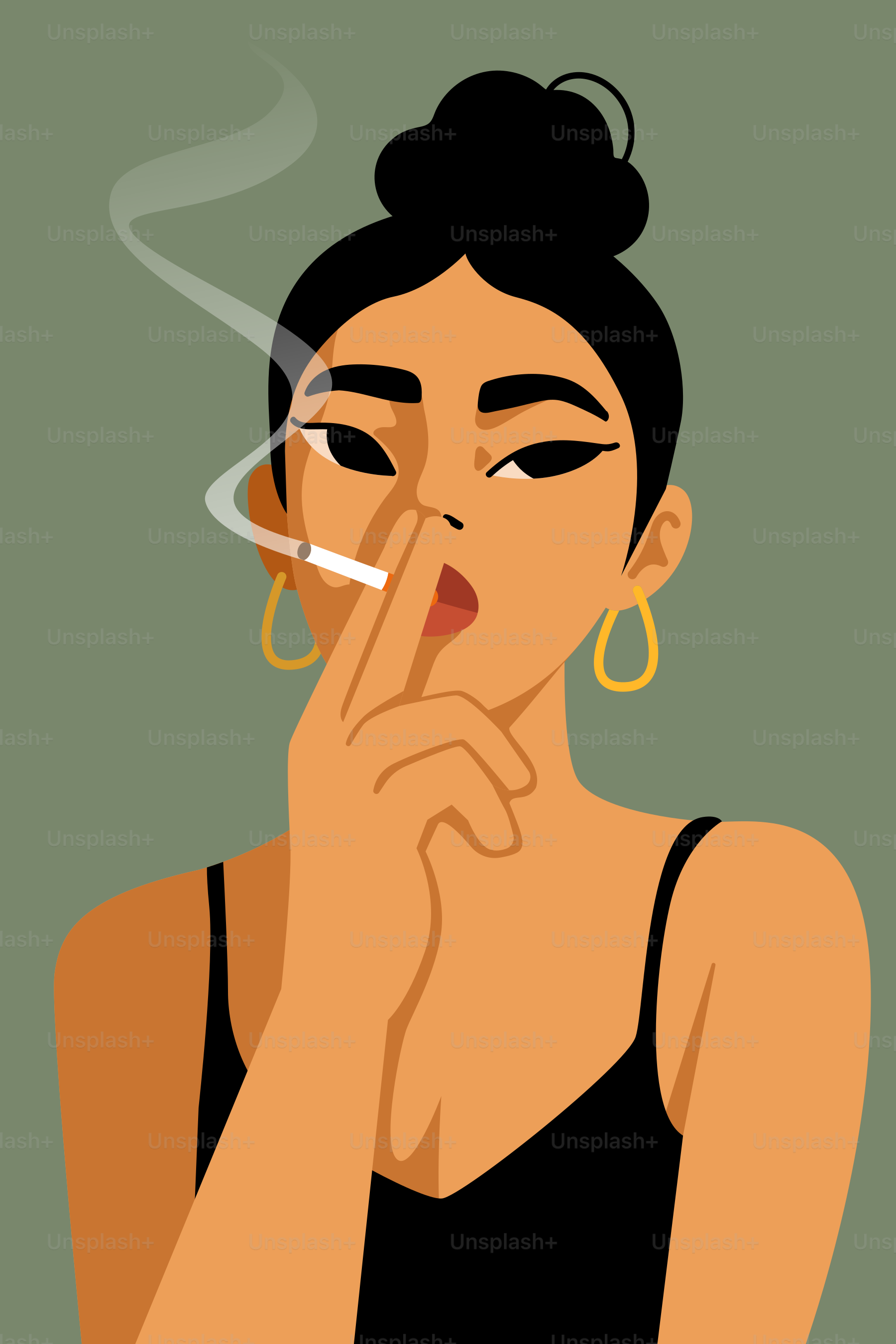 A woman smokes a cigarette, blowing smoke. vector – Illustration Image on  Unsplash