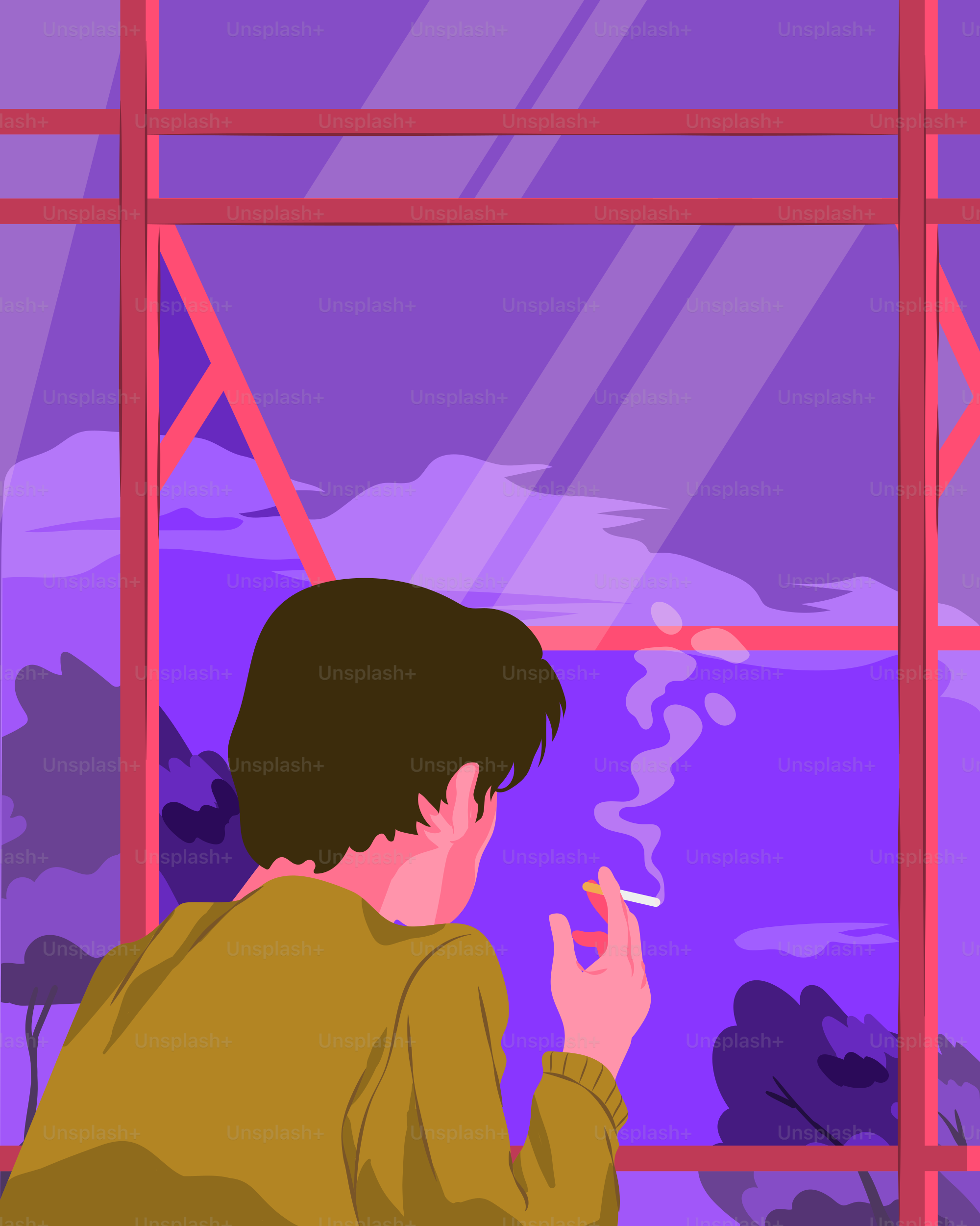 smoking cigarette out window A person smokes cigarette while looking out window. vector – Aesthetic  Image on Unsplash