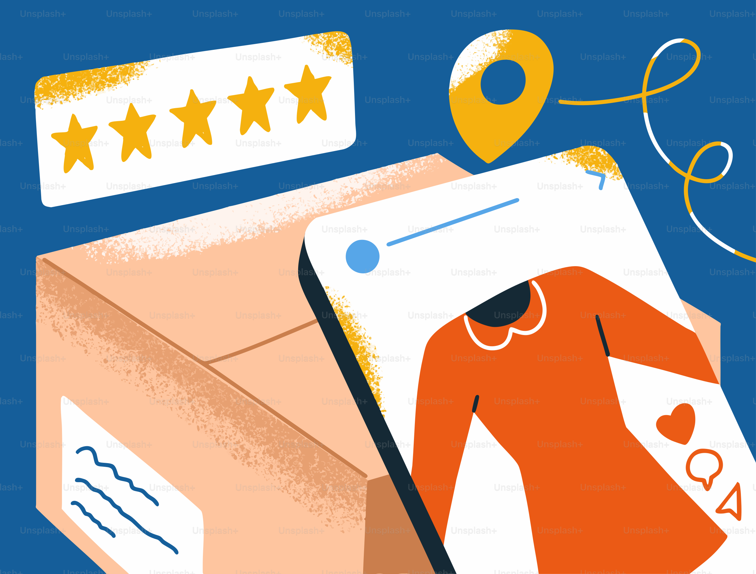 Lo shopping online è esposto con una scatola e un telefono.