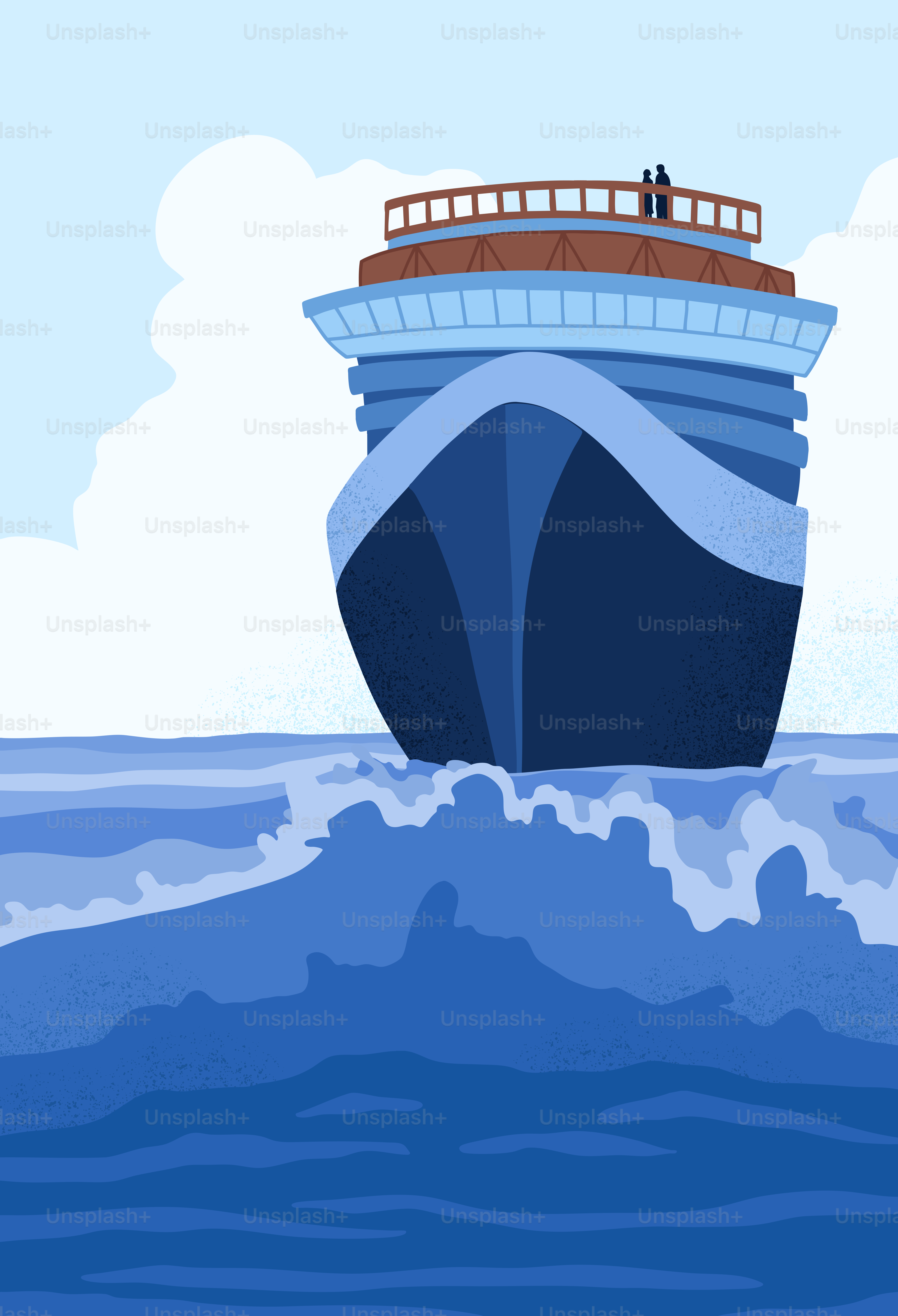 A cruise ship sailing through the ocean.