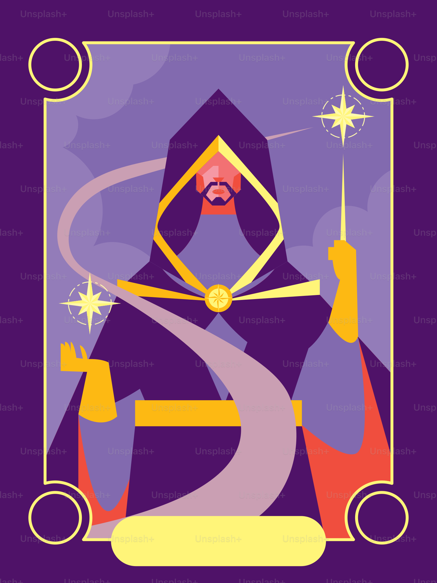 Un mago crea magia con su varita.