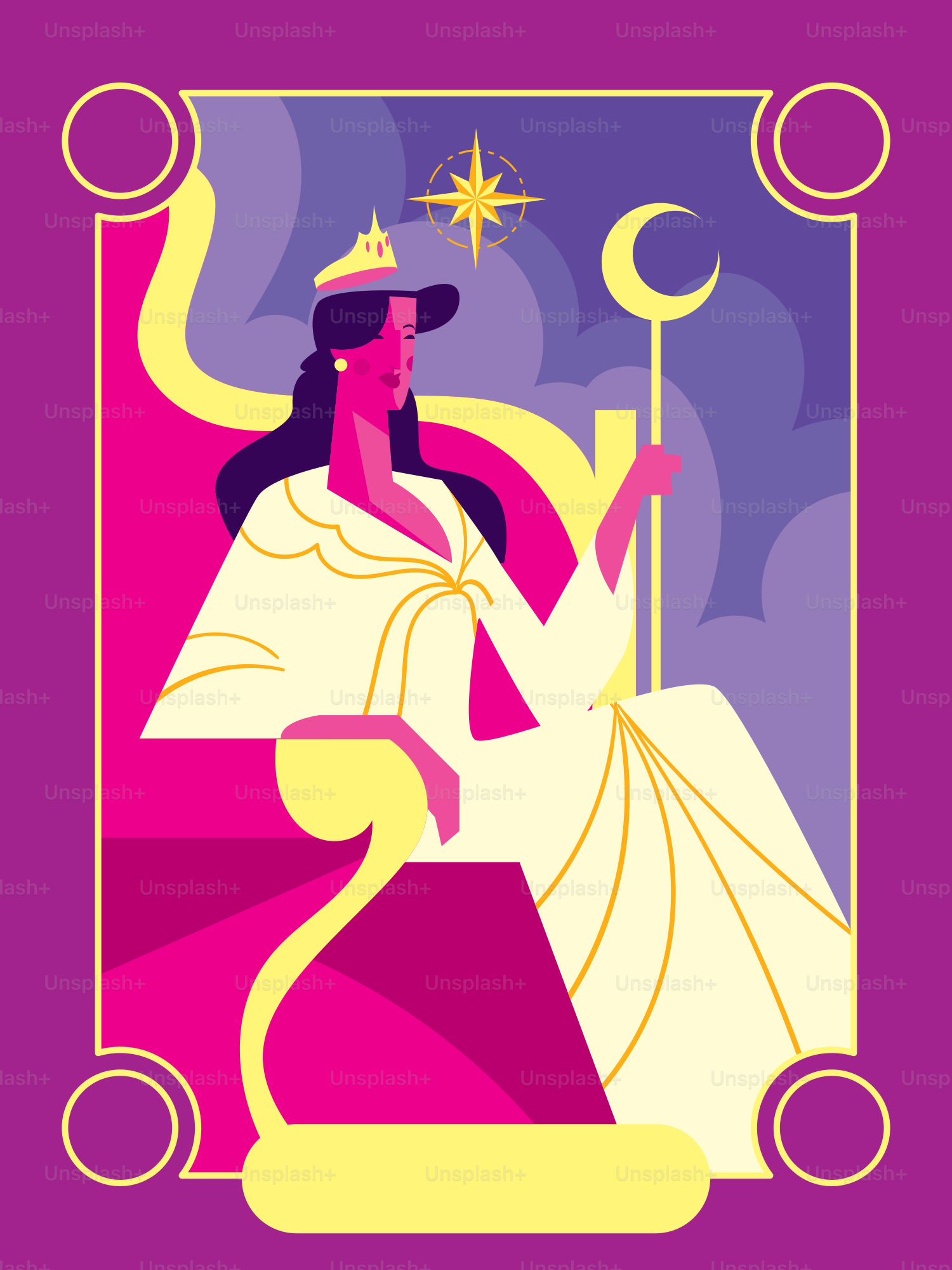 A queen sits proudly, symbolizing power and grace.