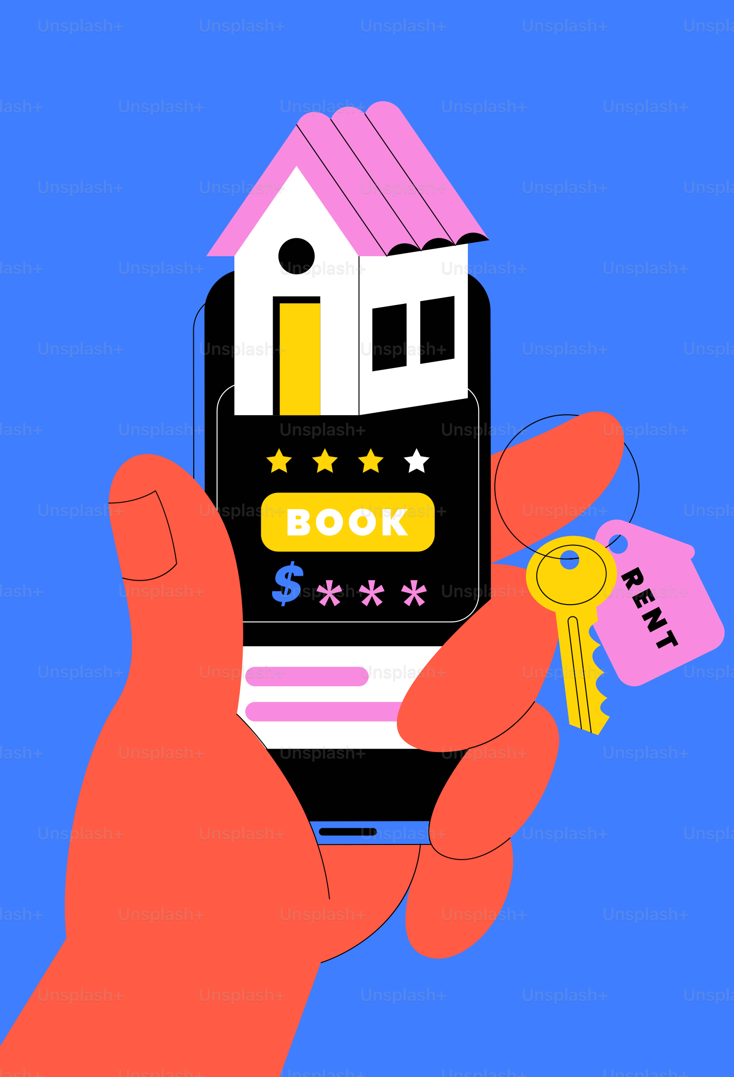 Prenotare una casa in affitto tramite il tuo telefono.