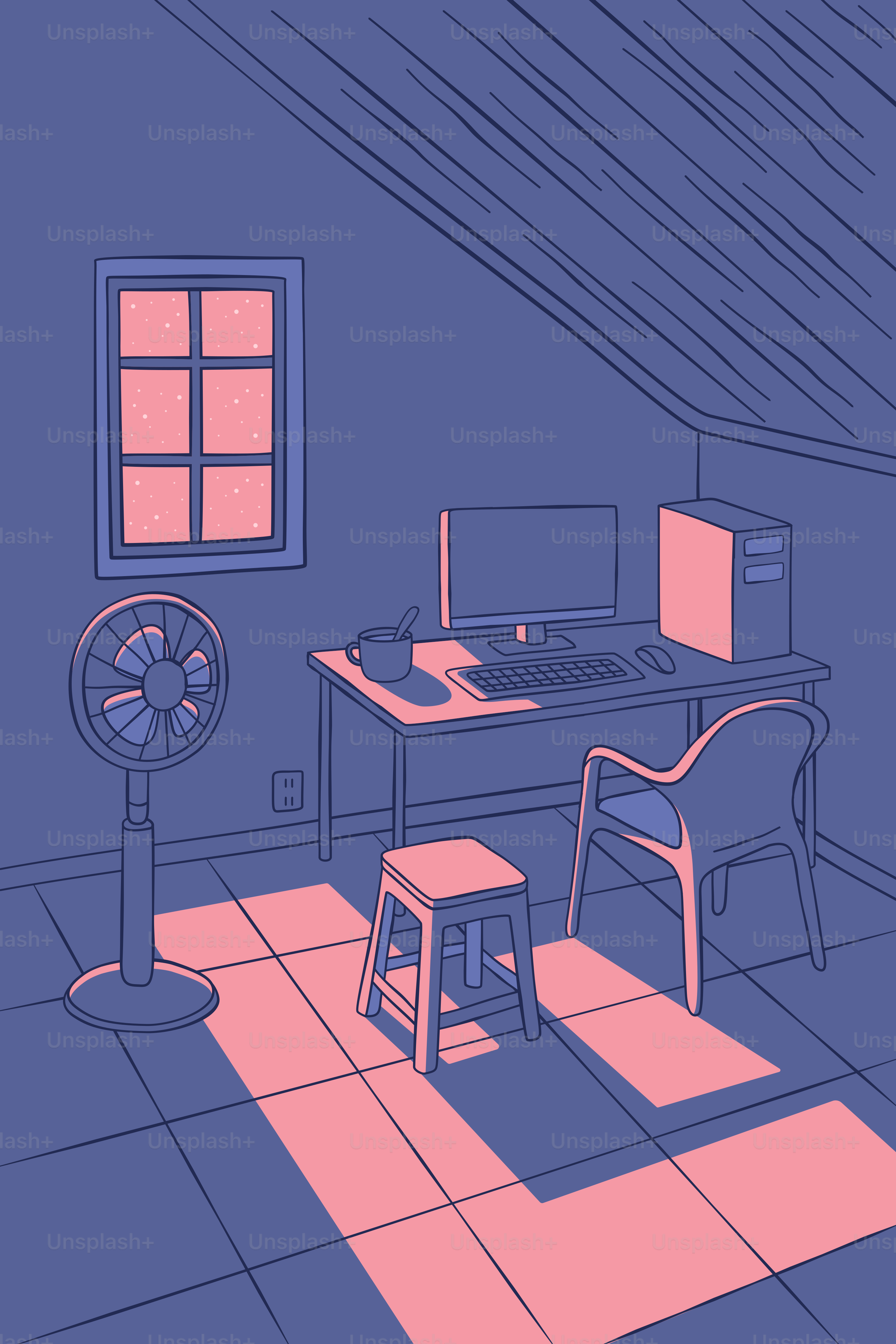 A simple room bathed in light and shadow.