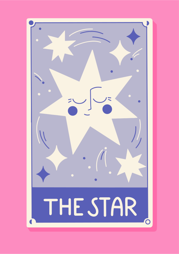 The star tarot card with whimsical illustrations.