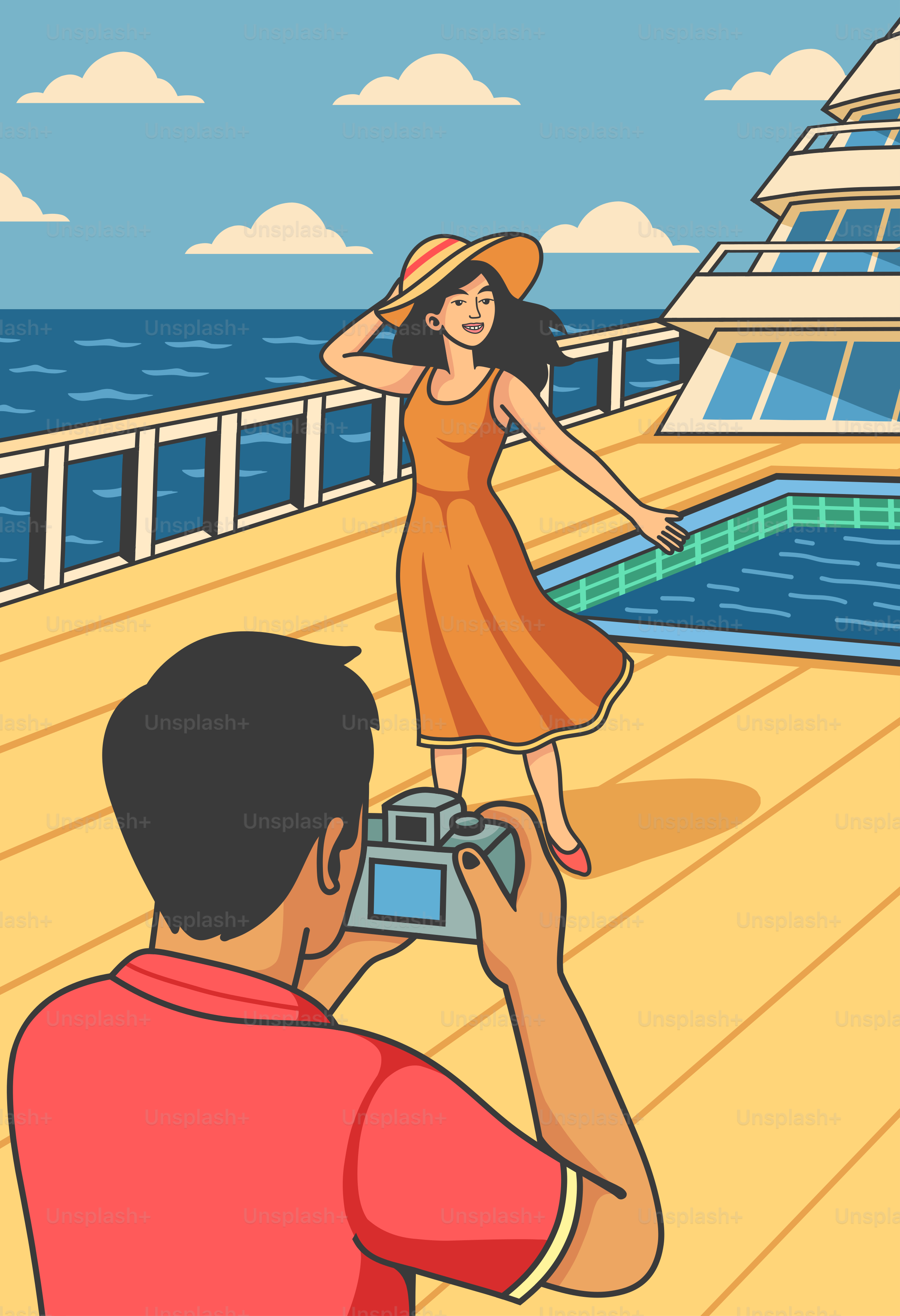 Un hombre hace una foto a una mujer.