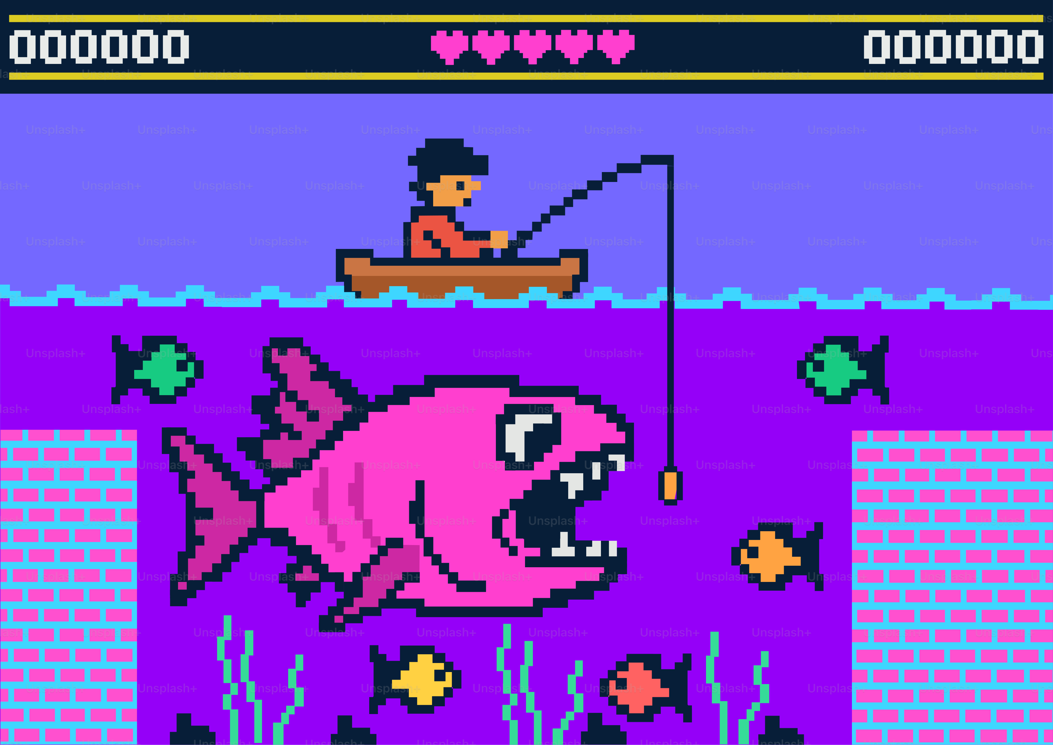 A fisherman is about to get eaten by a fish.