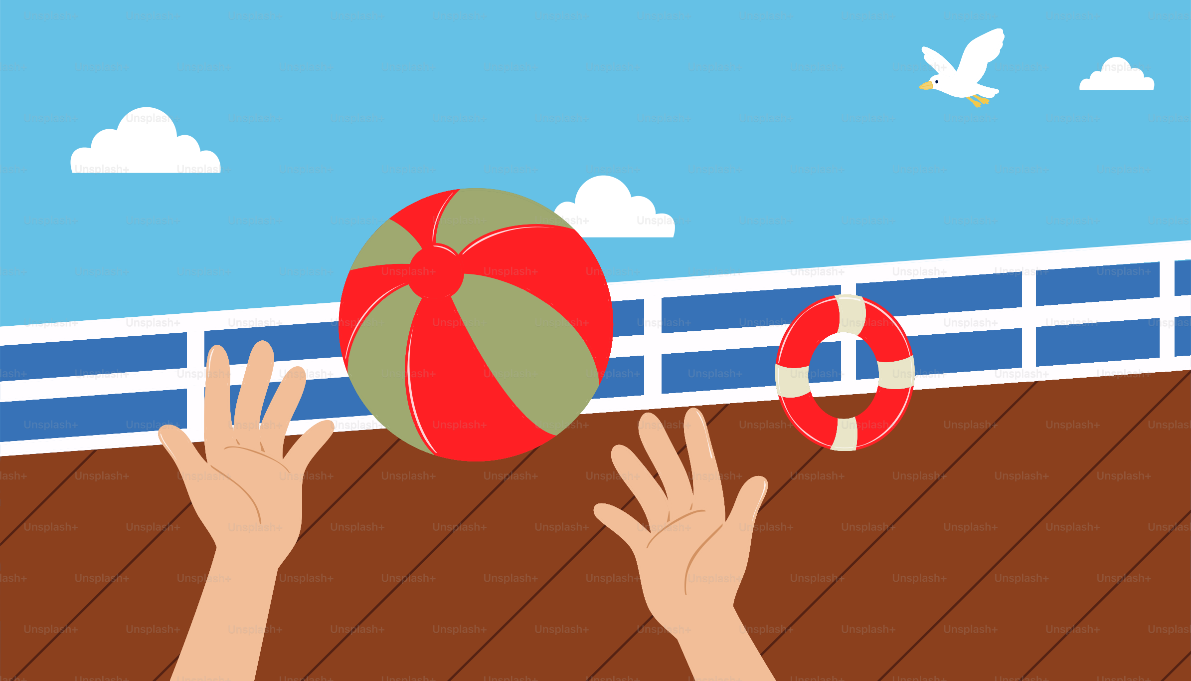 Someone is playing with a beach ball.