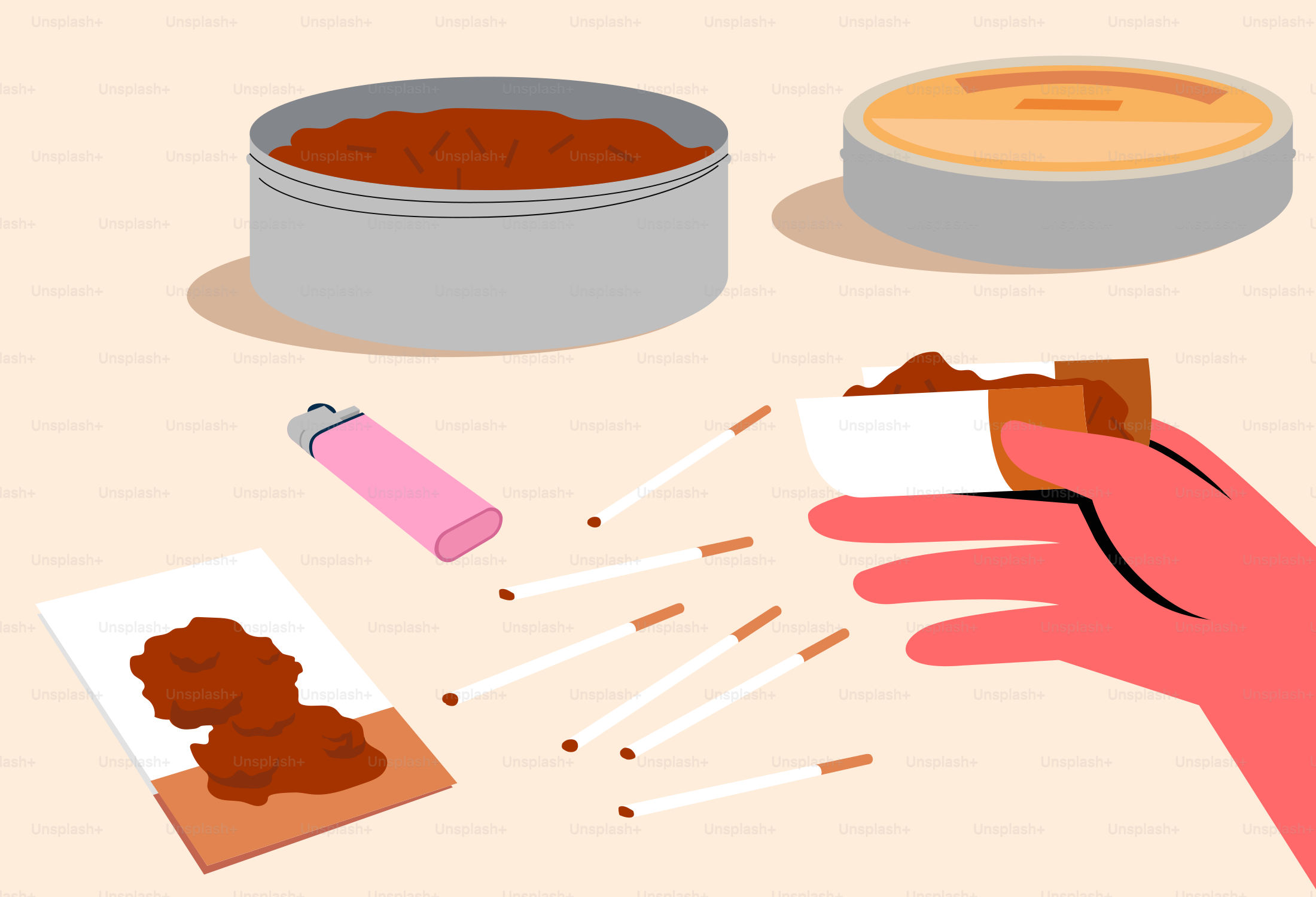Tobacco products like snuff, roll, and cigarettes.