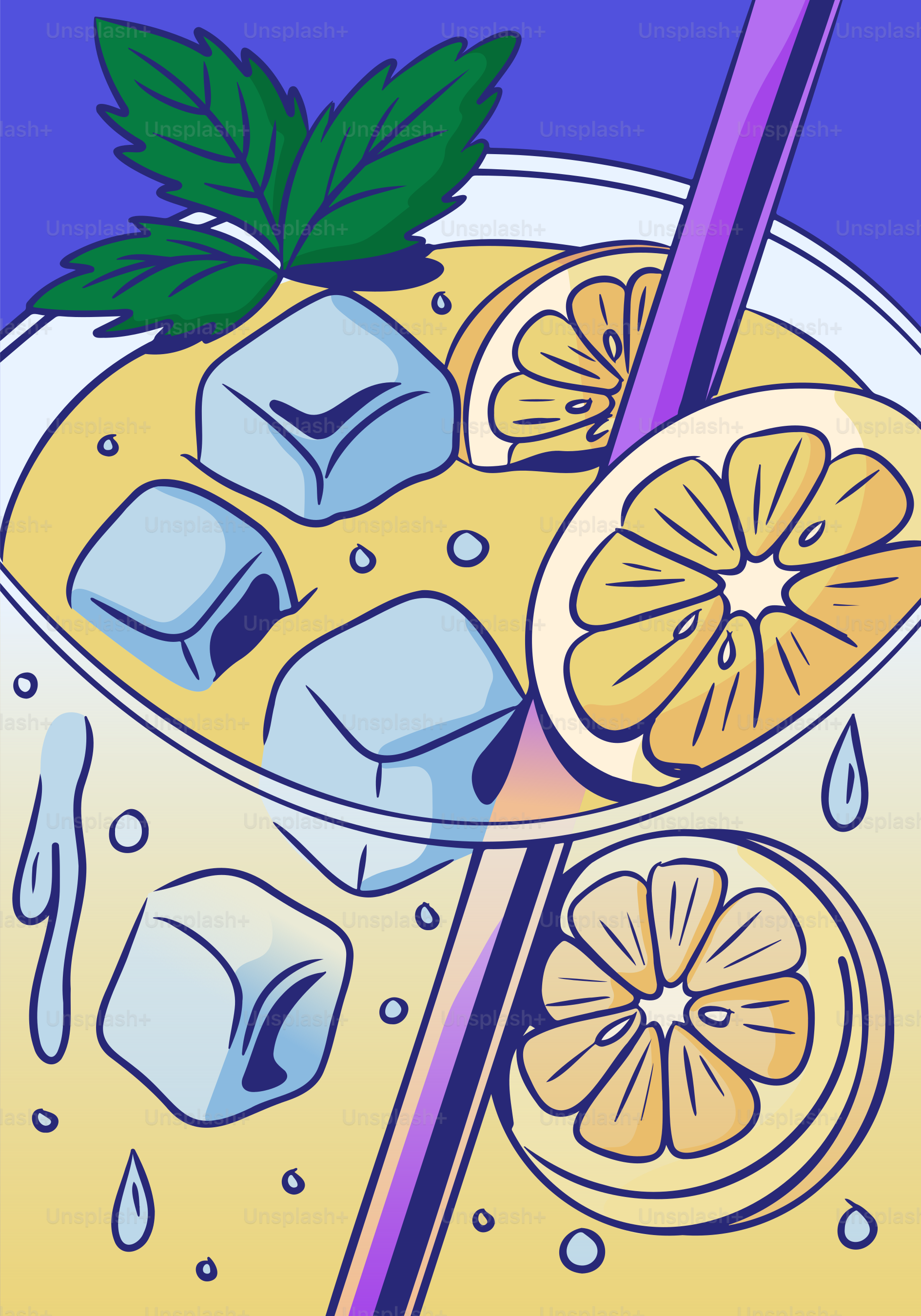 Refreshing lemonade with ice and lemon slices.