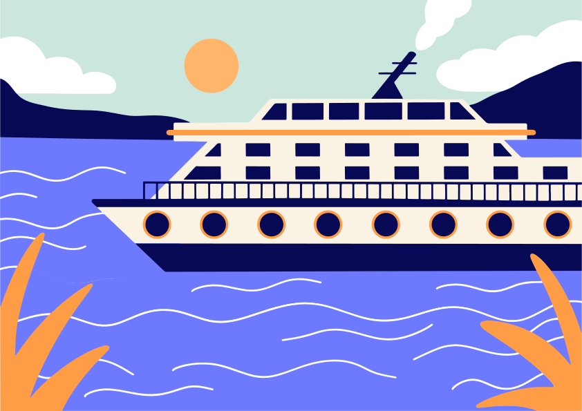 Un crucero navega por aguas tranquilas.