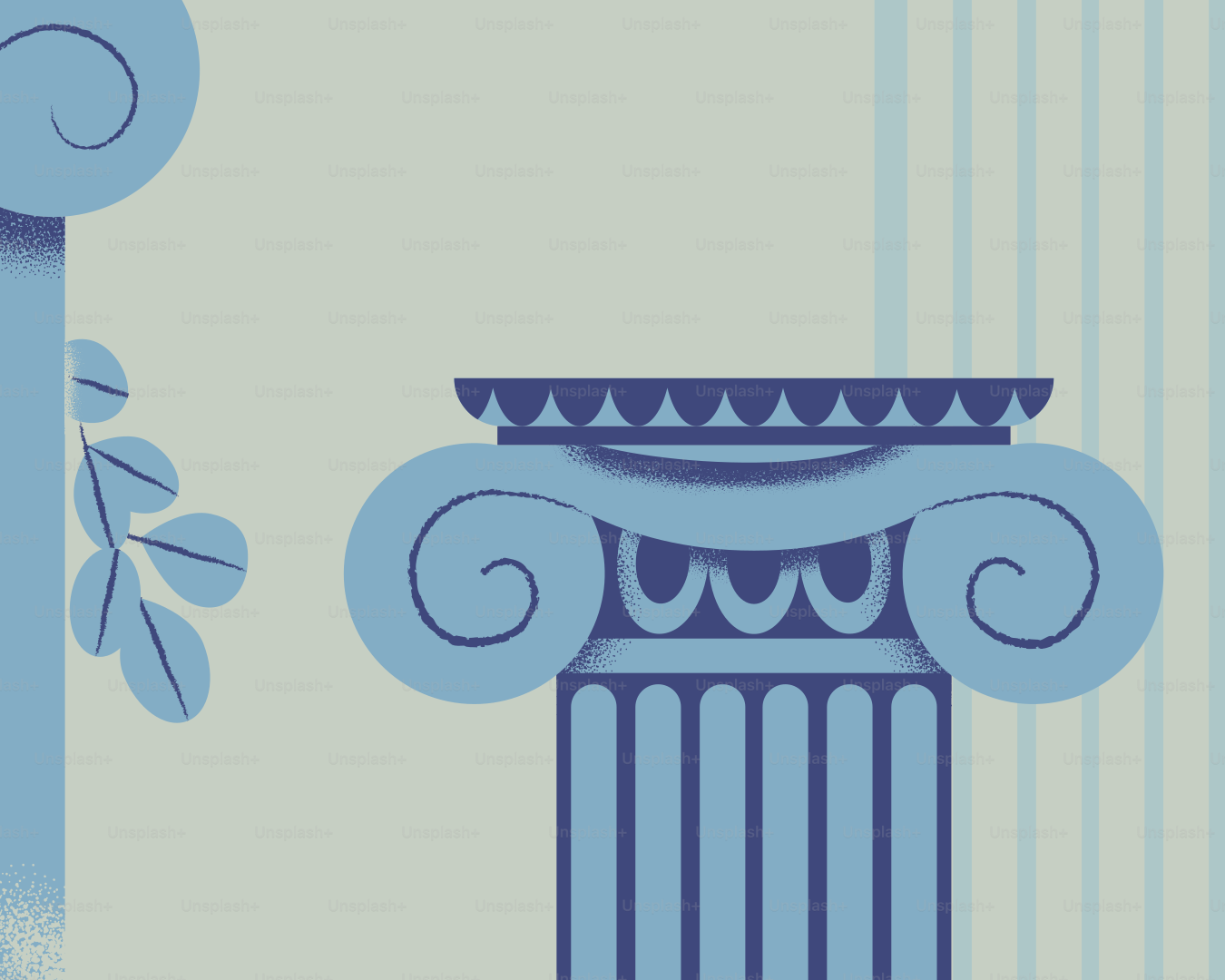 Greek columns are featured in this stylish illustration.