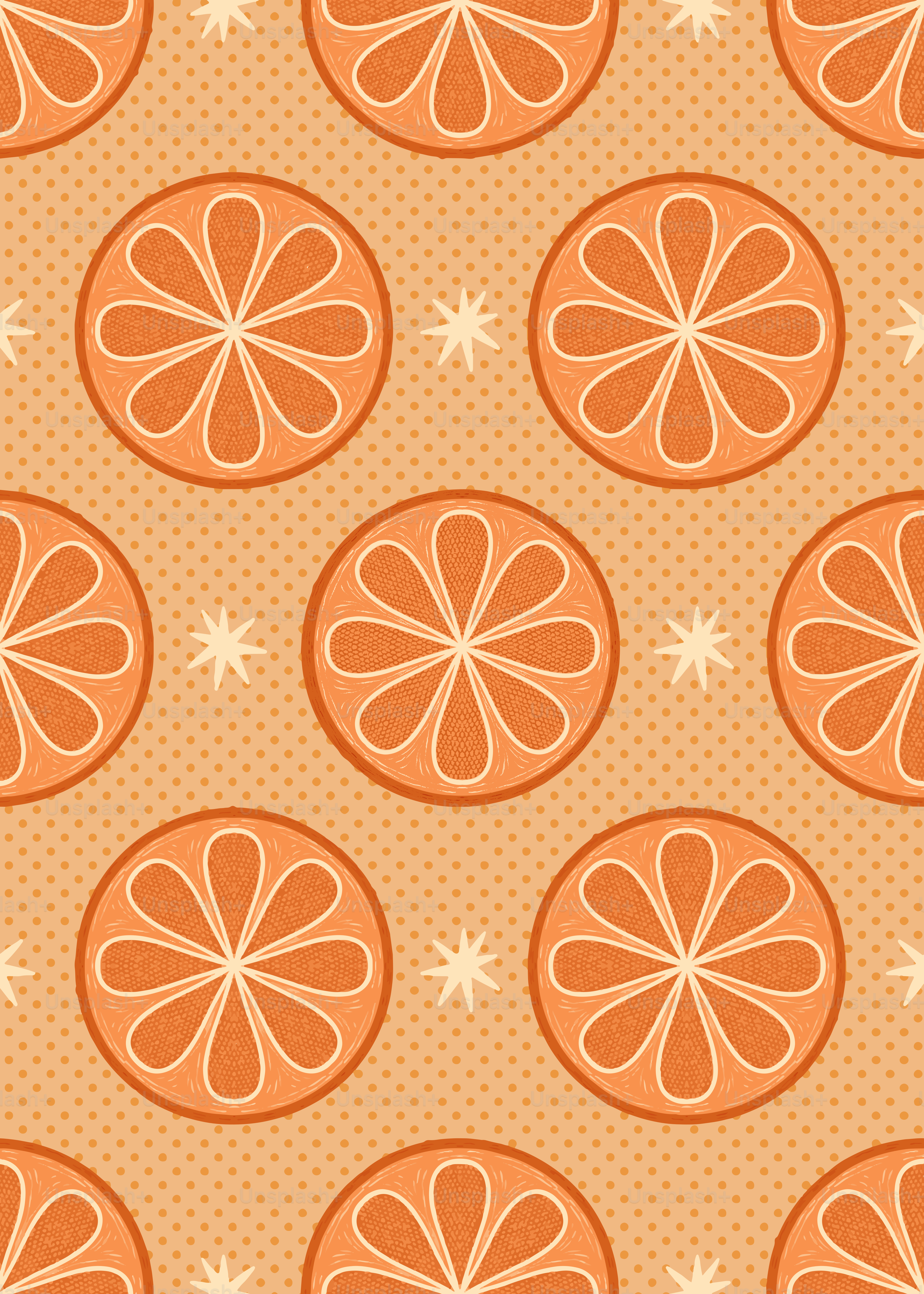 Las rodajas de naranja se repiten en un patrón.