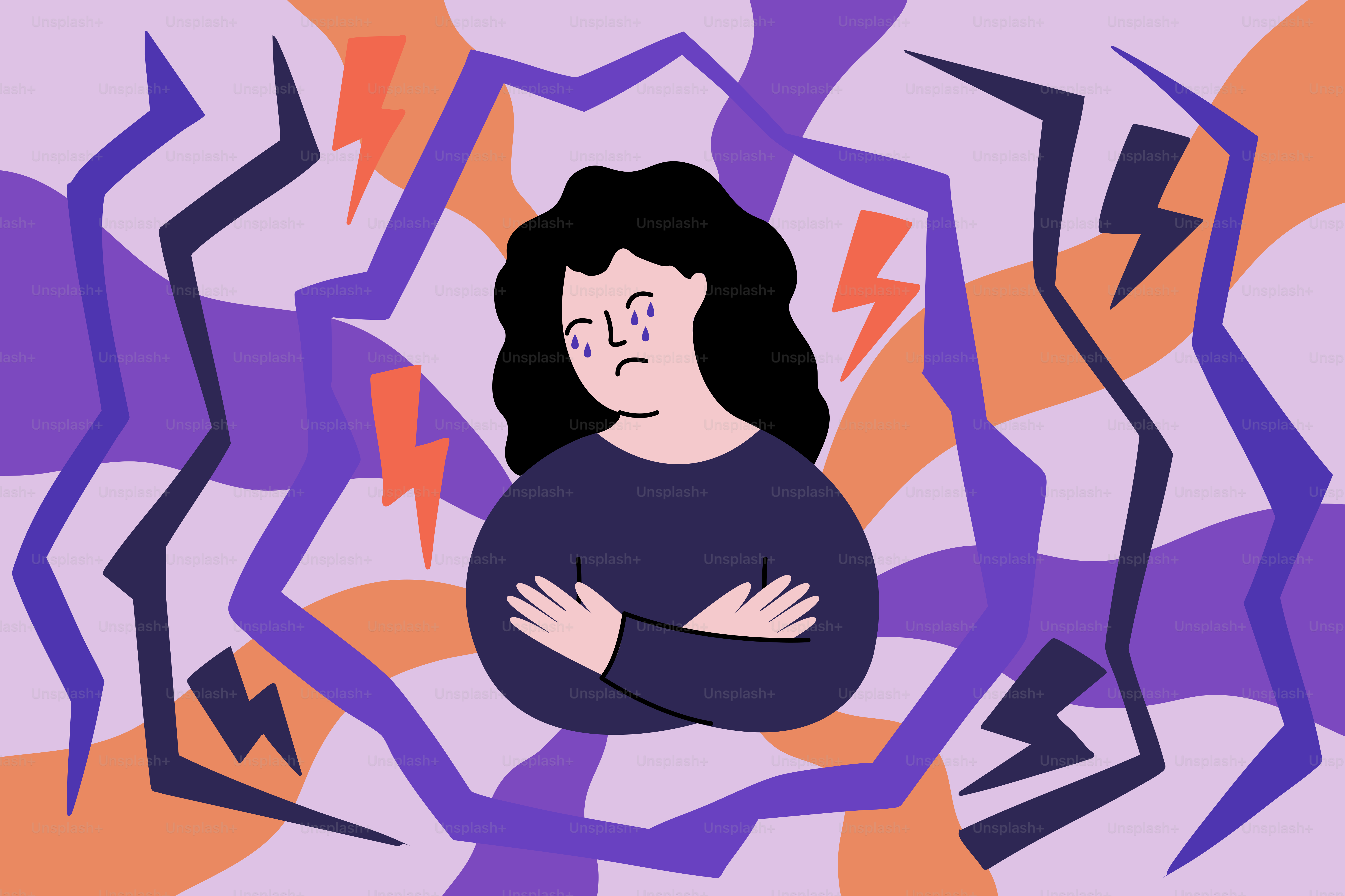 Die Frau fühlt sich überfordert und wütend.