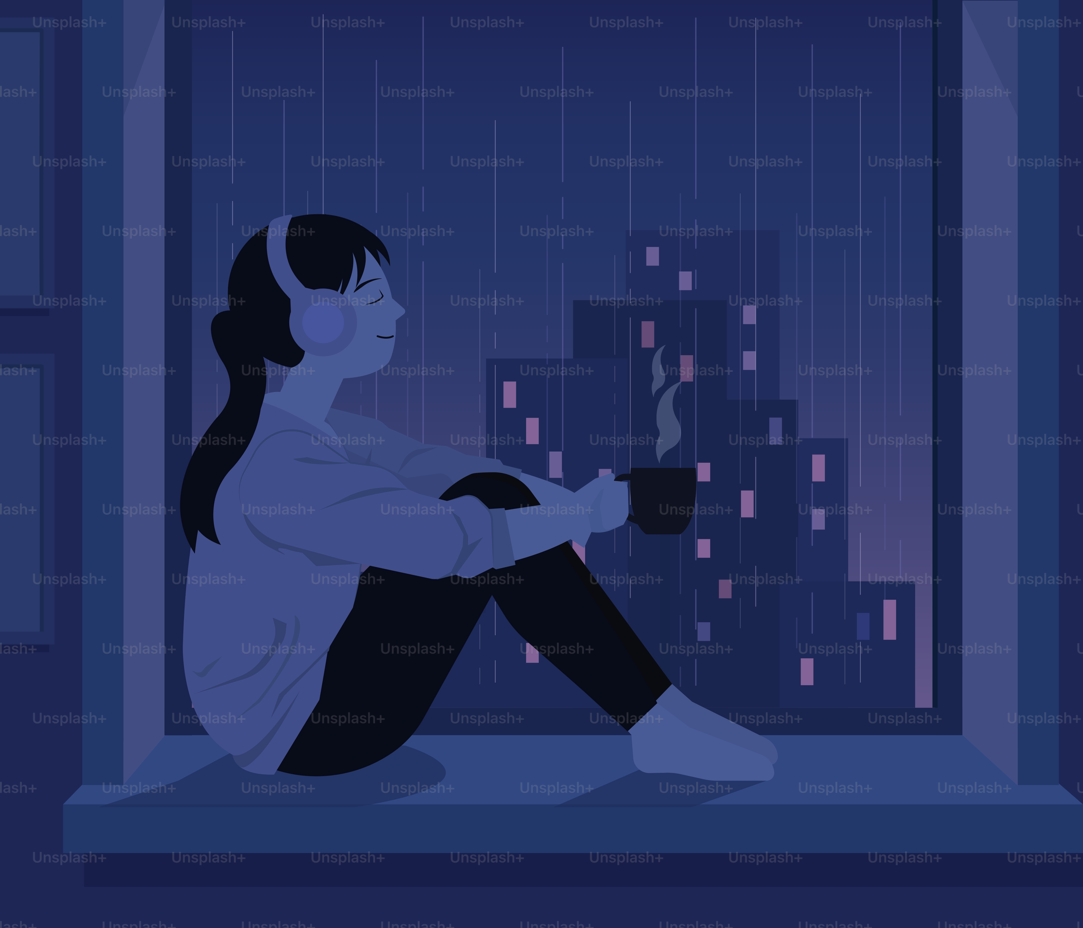 Listening to music and enjoying a rainy evening.