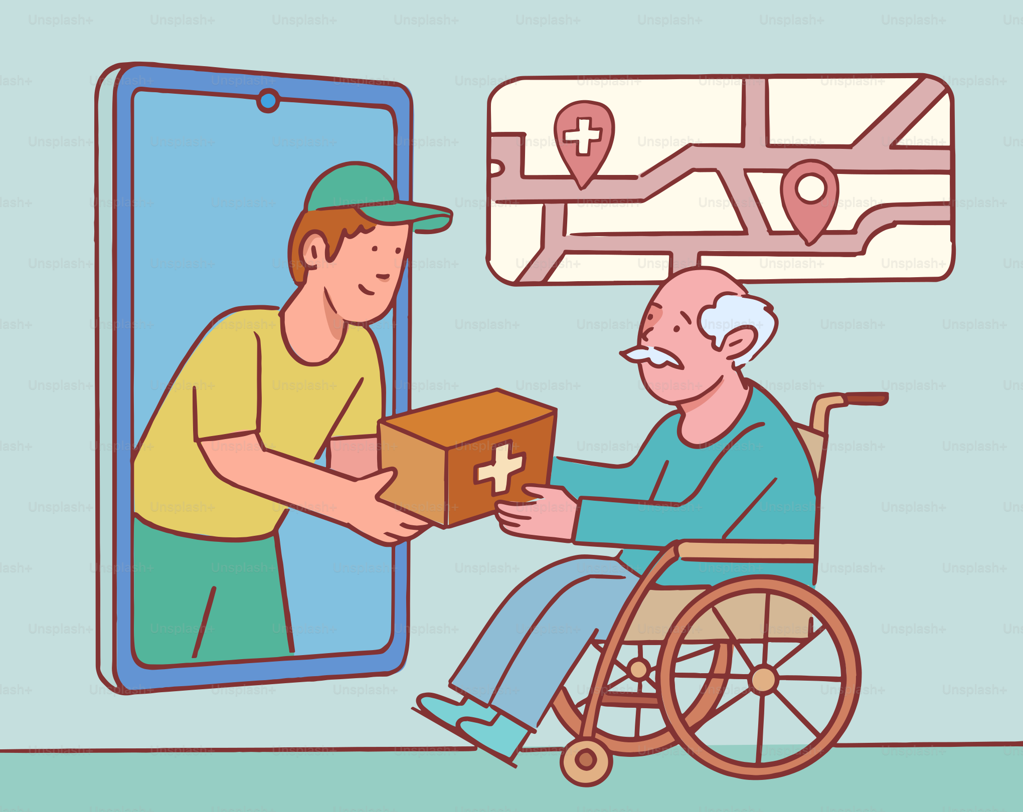 Der Medikamentenlieferdienst hilft älteren Patienten.