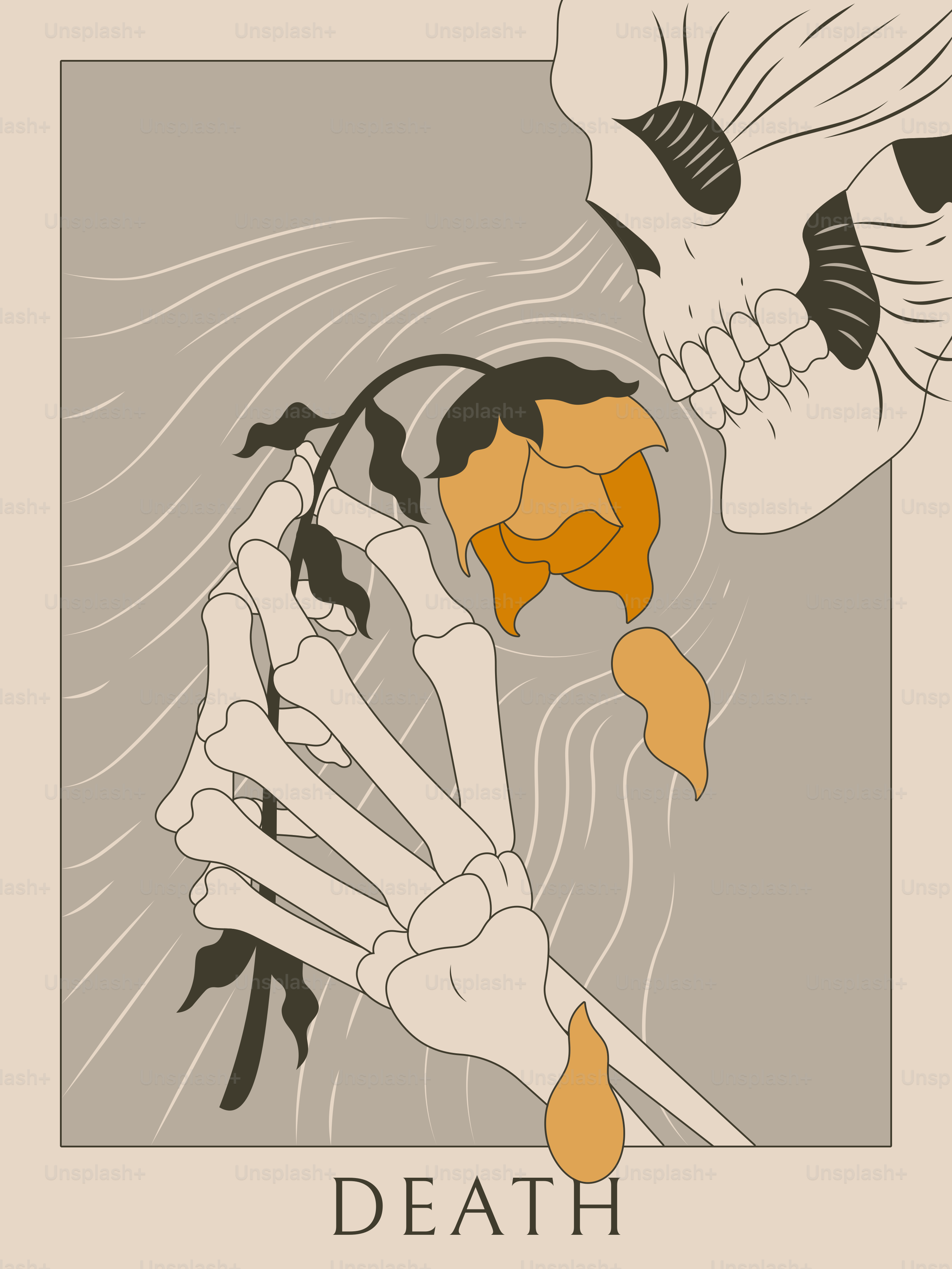 Death holds a wilting rose.