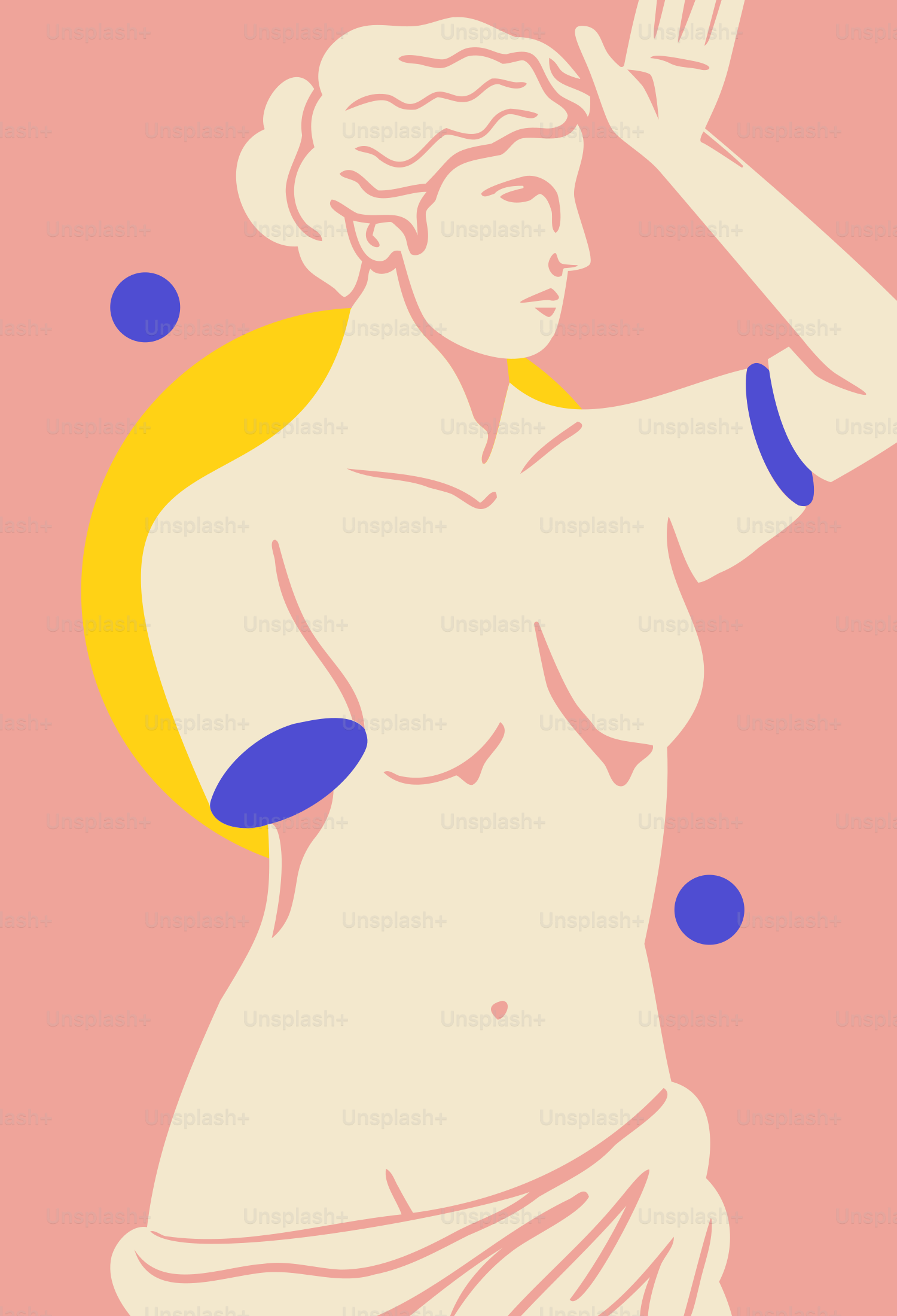 A modern art illustration of venus de milo.