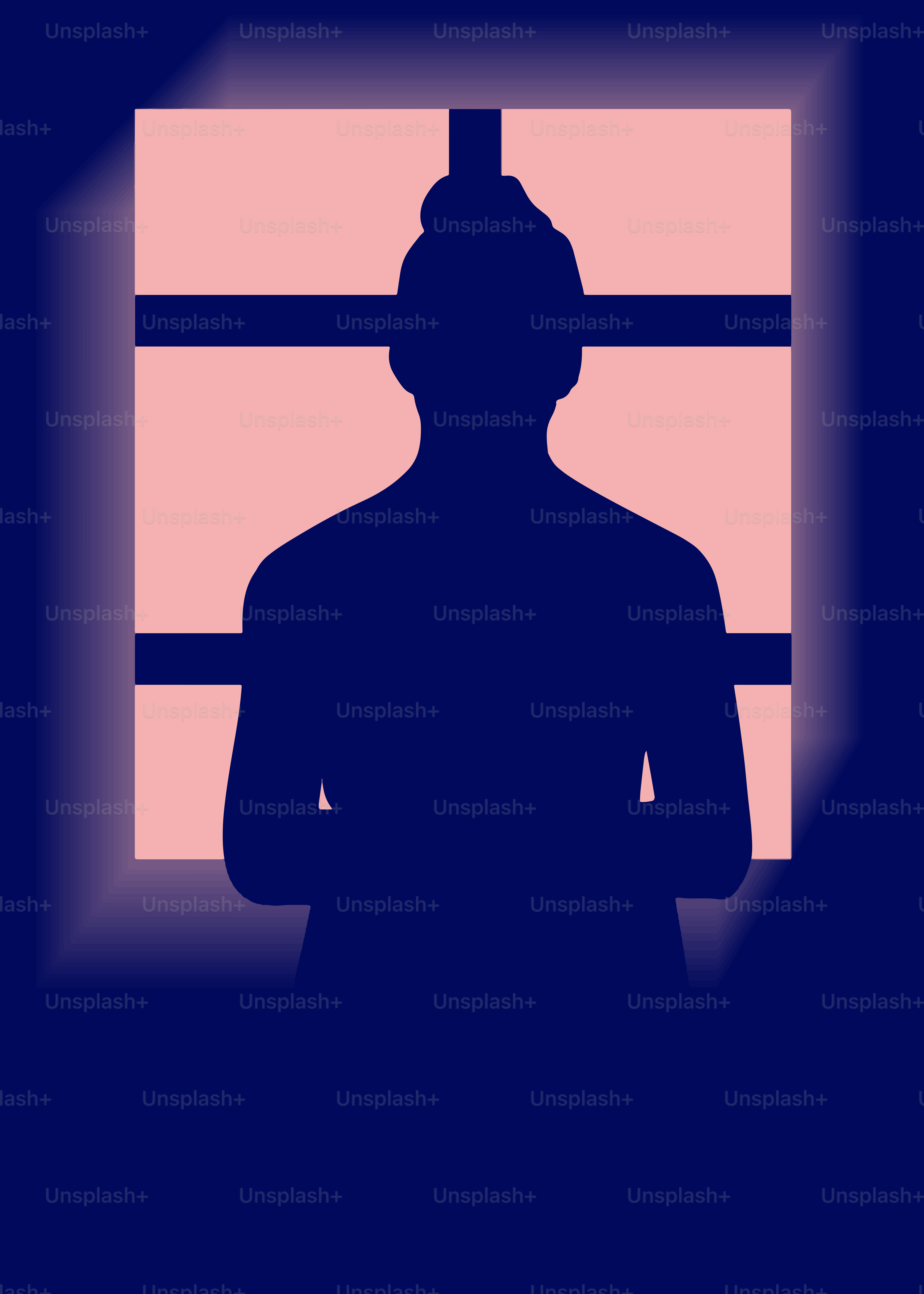Die Silhouette einer Person, die aus dem Fenster schaut.