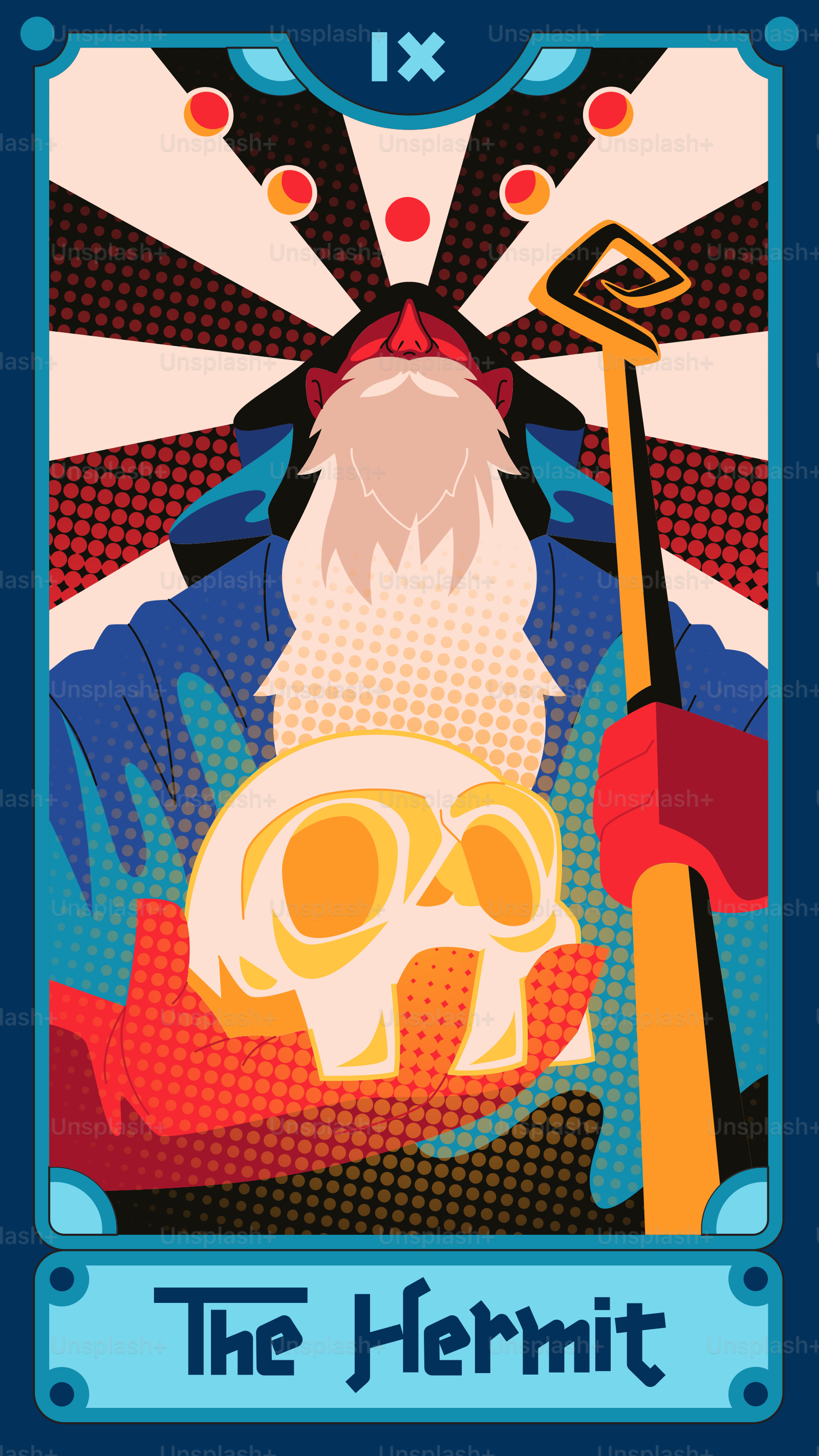 The hermit tarot card shows a robed man.