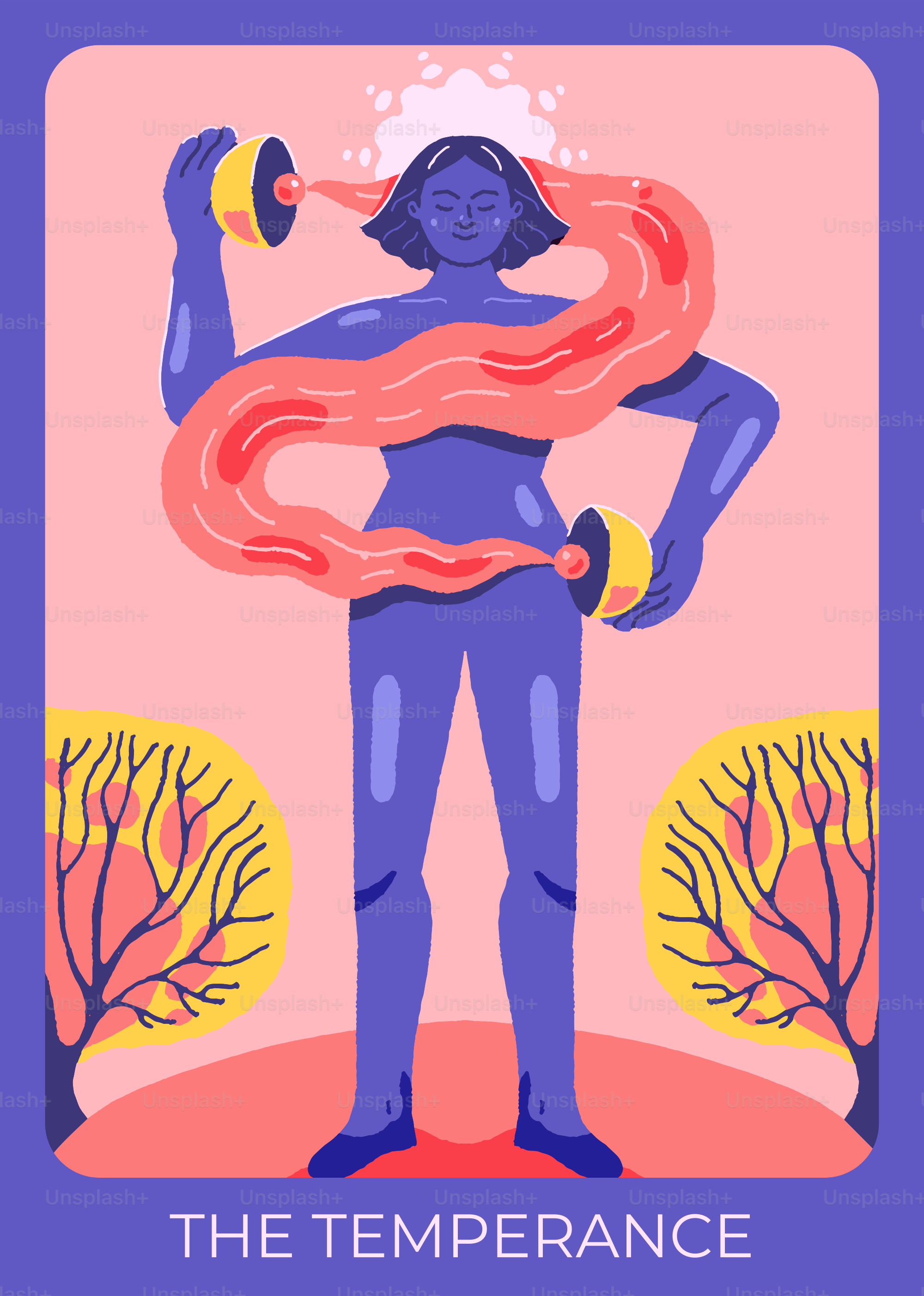 節制カードは、流れるエネルギーとバランスを示しています。