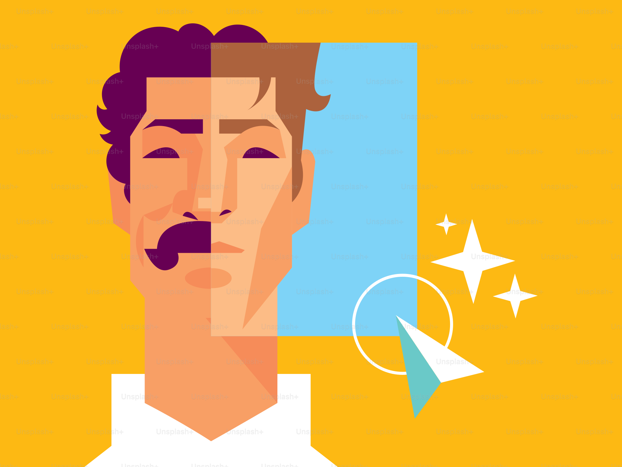 Photo editing tool changing a man's face.