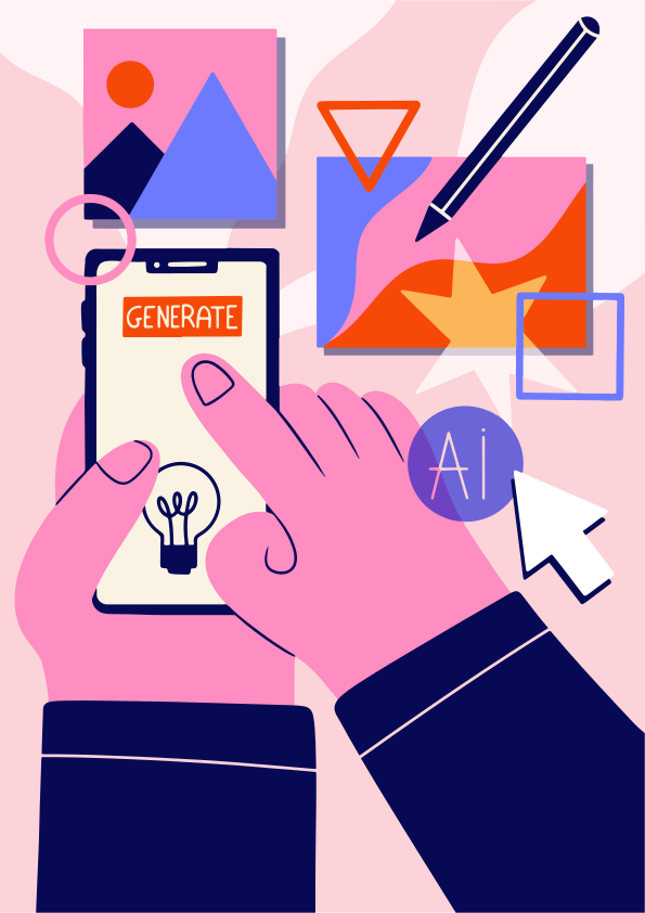 A hand holds a phone, generating art with ai.