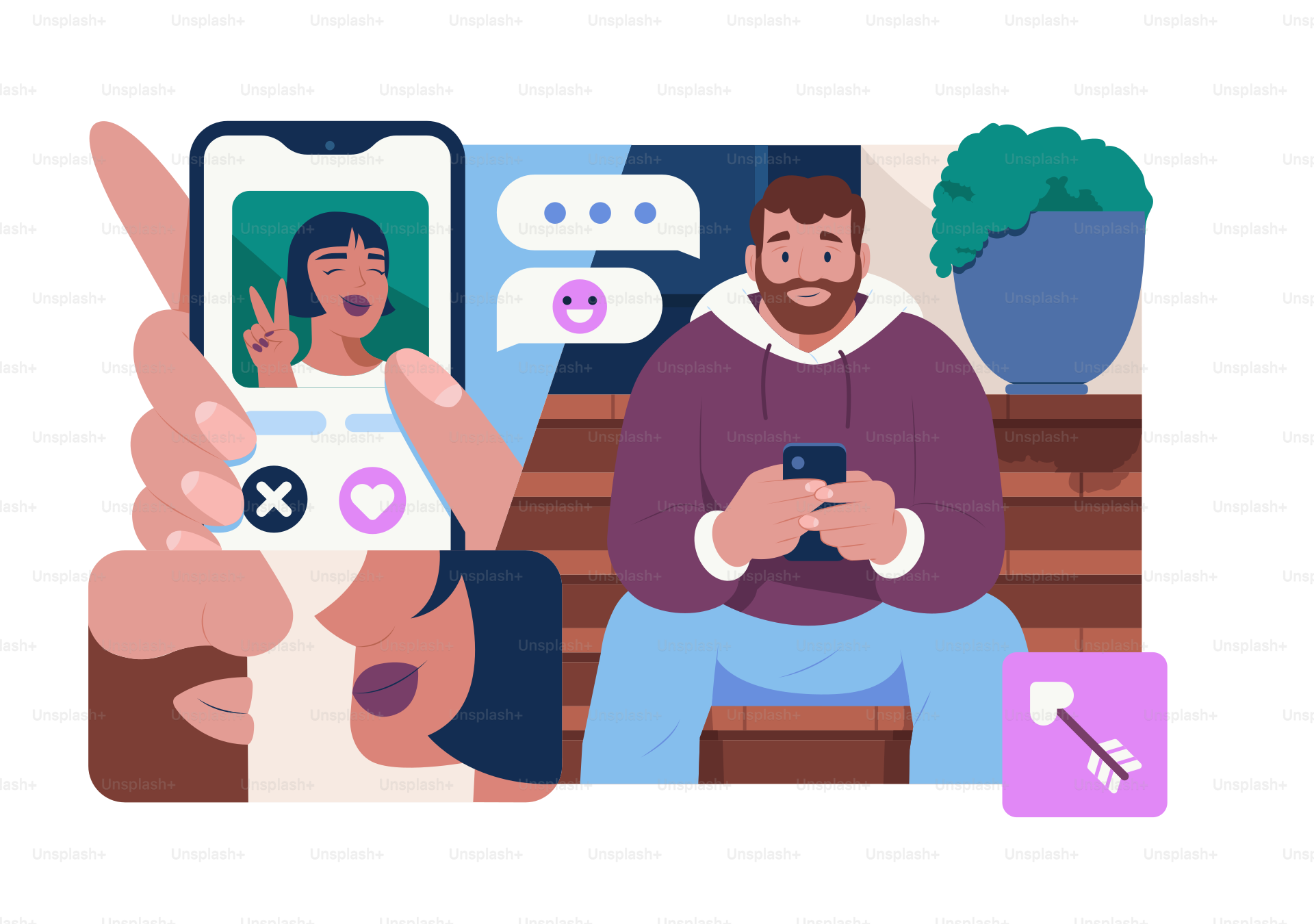 Uomo che utilizza un'app di appuntamenti sul suo telefono.