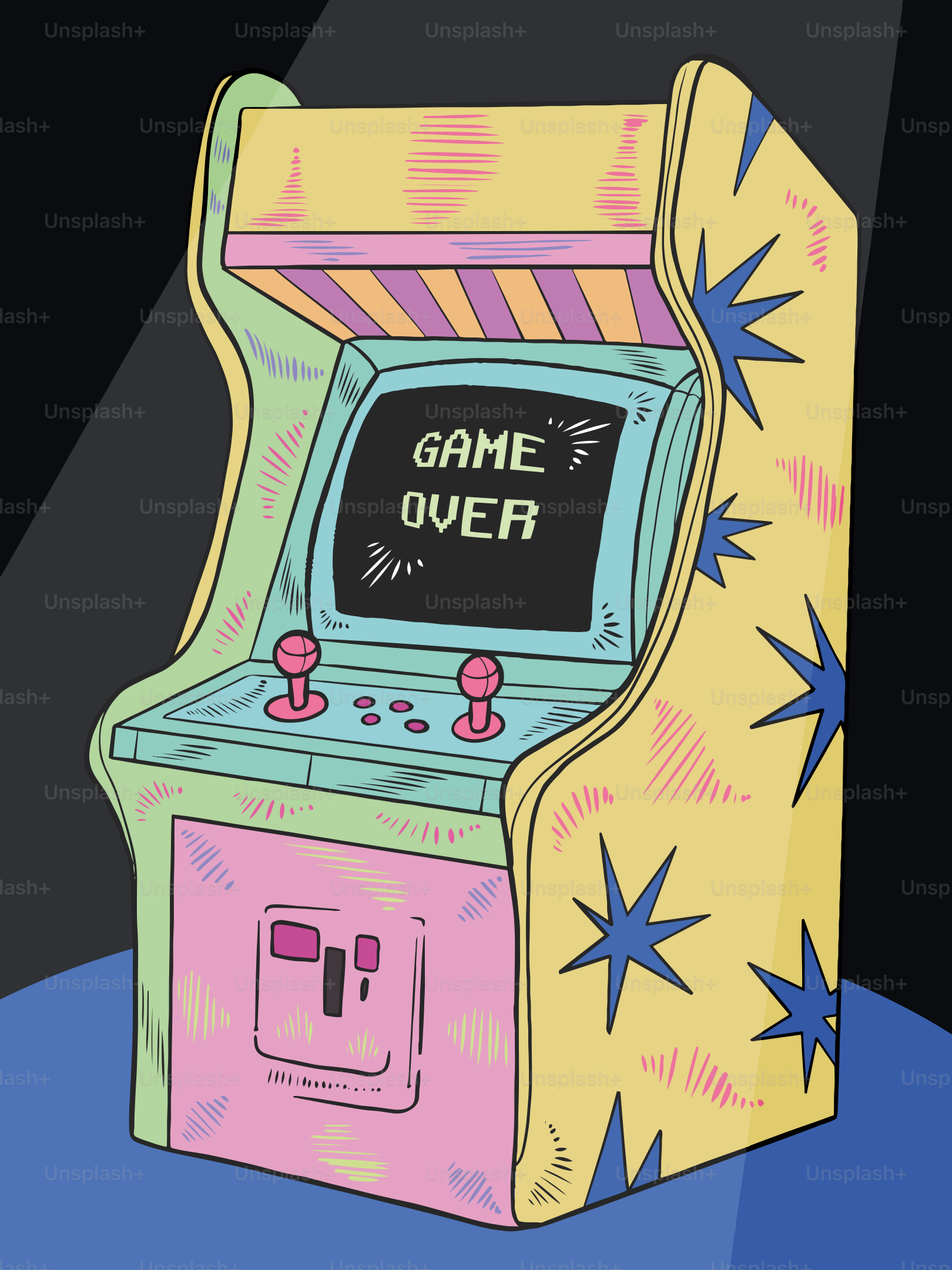 Un gioco arcade retrò annuncia "game over".