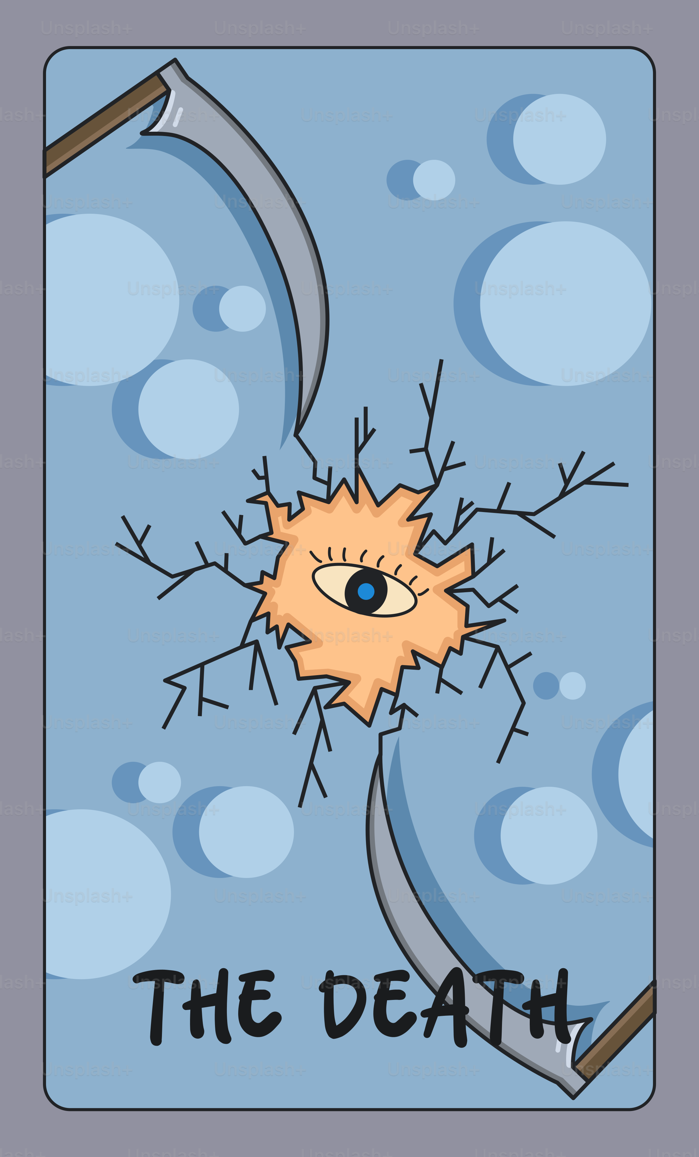 The death tarot card shows a creepy eye.