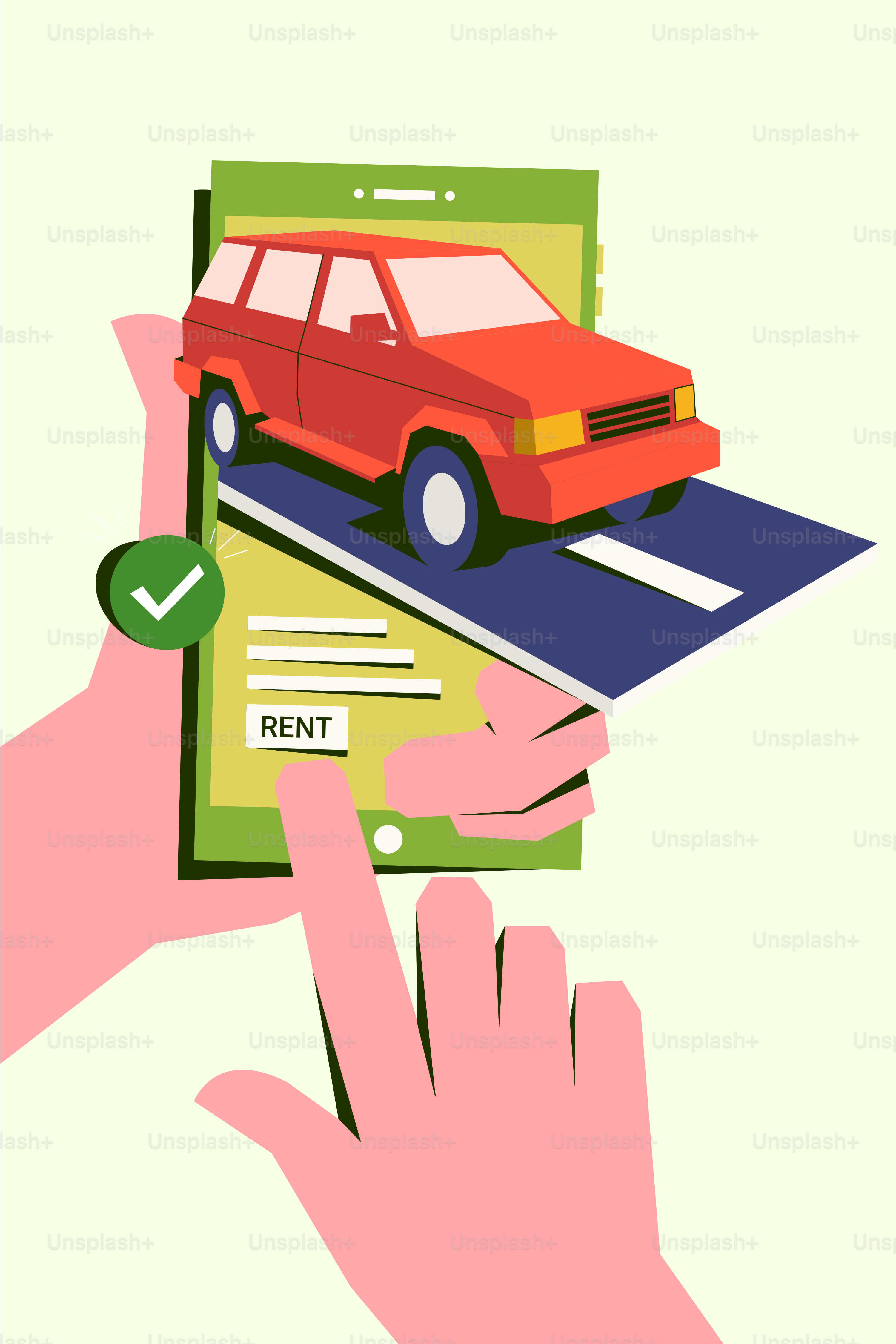 Noleggio un'auto con un'app mobile.