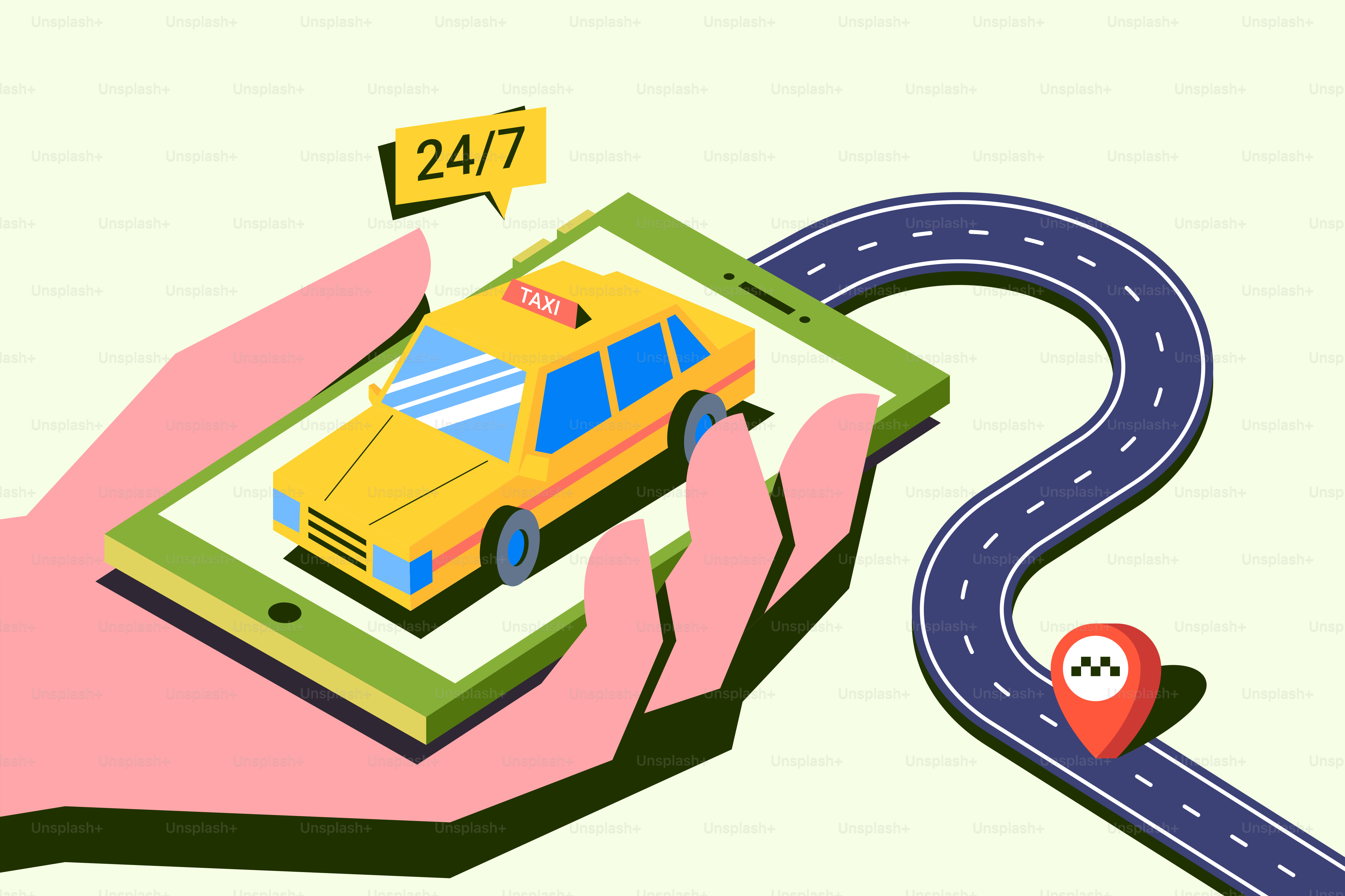 Réservation d’un taxi à l’aide d’une application pour téléphone portable.