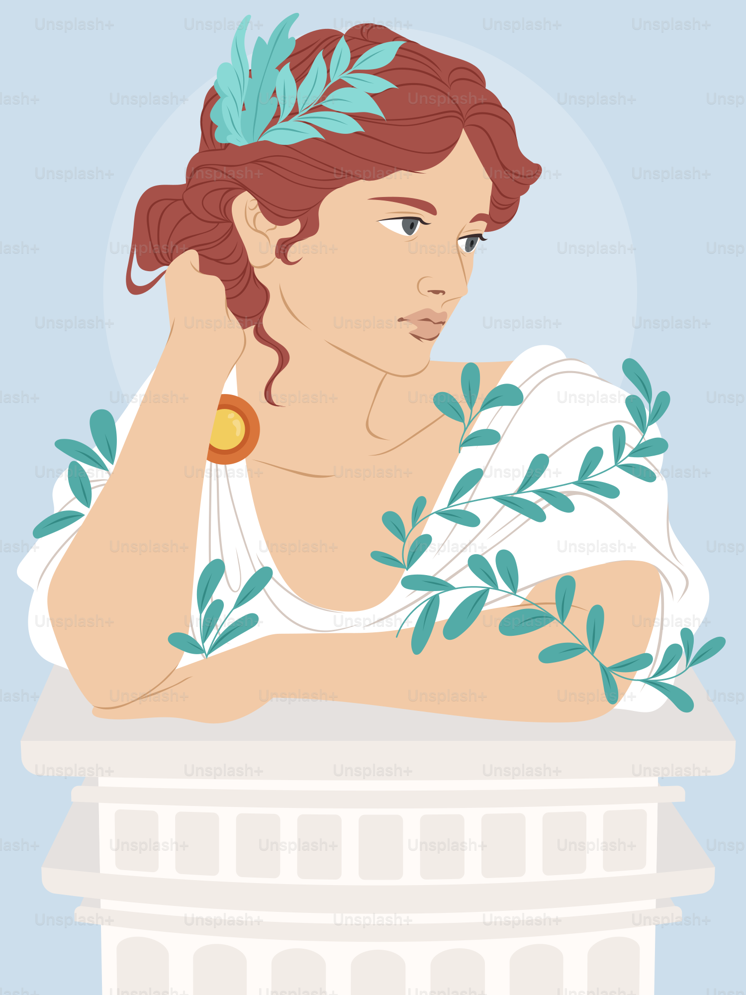 Una donna rappresentata nello stile dell'arte greca.