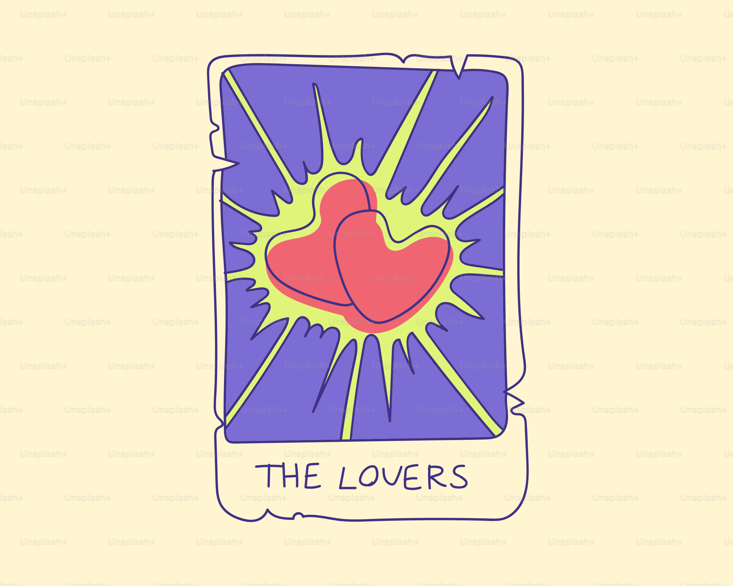 The lovers tarot card features two hearts.