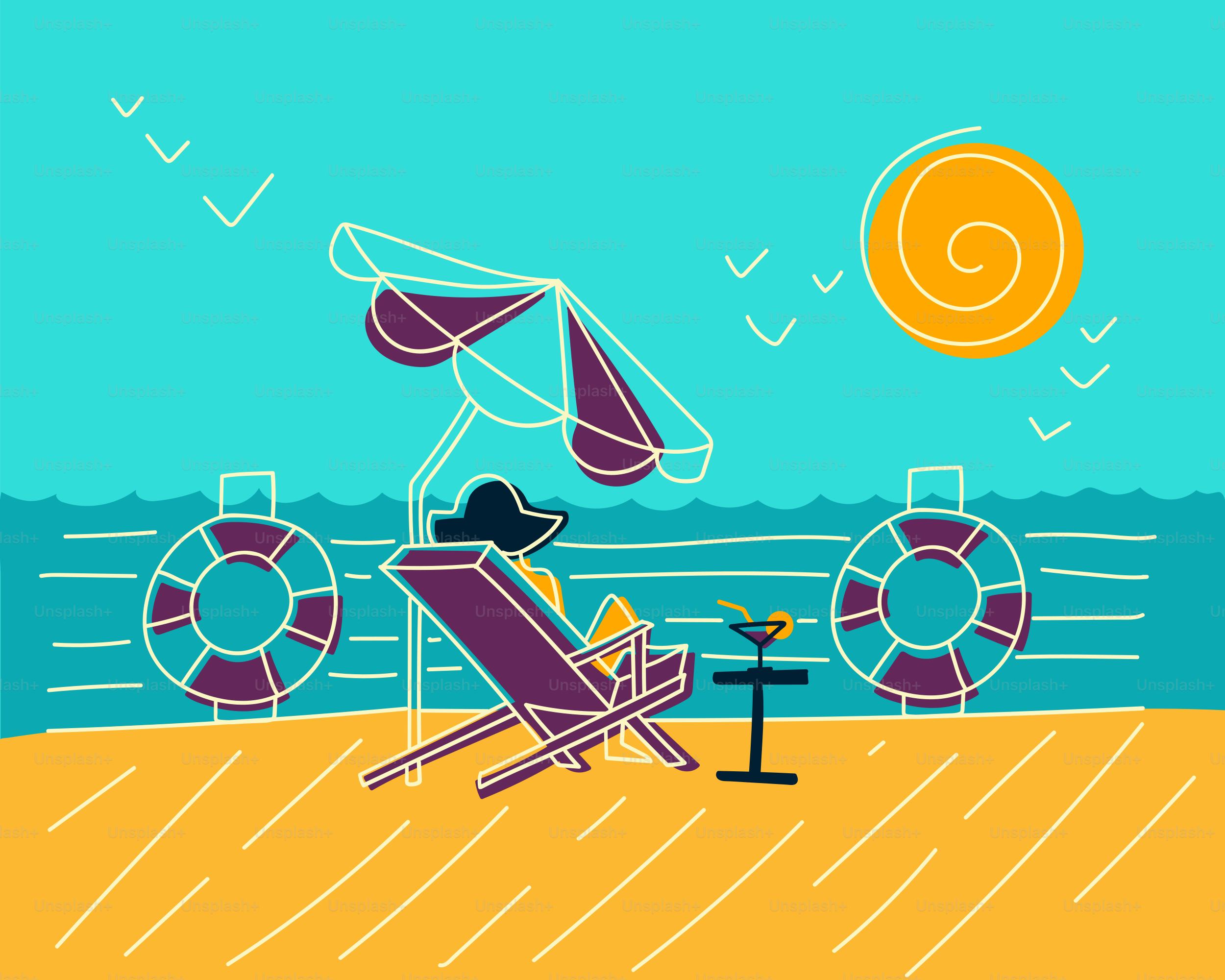 Se détendre à la plage avec un cocktail.