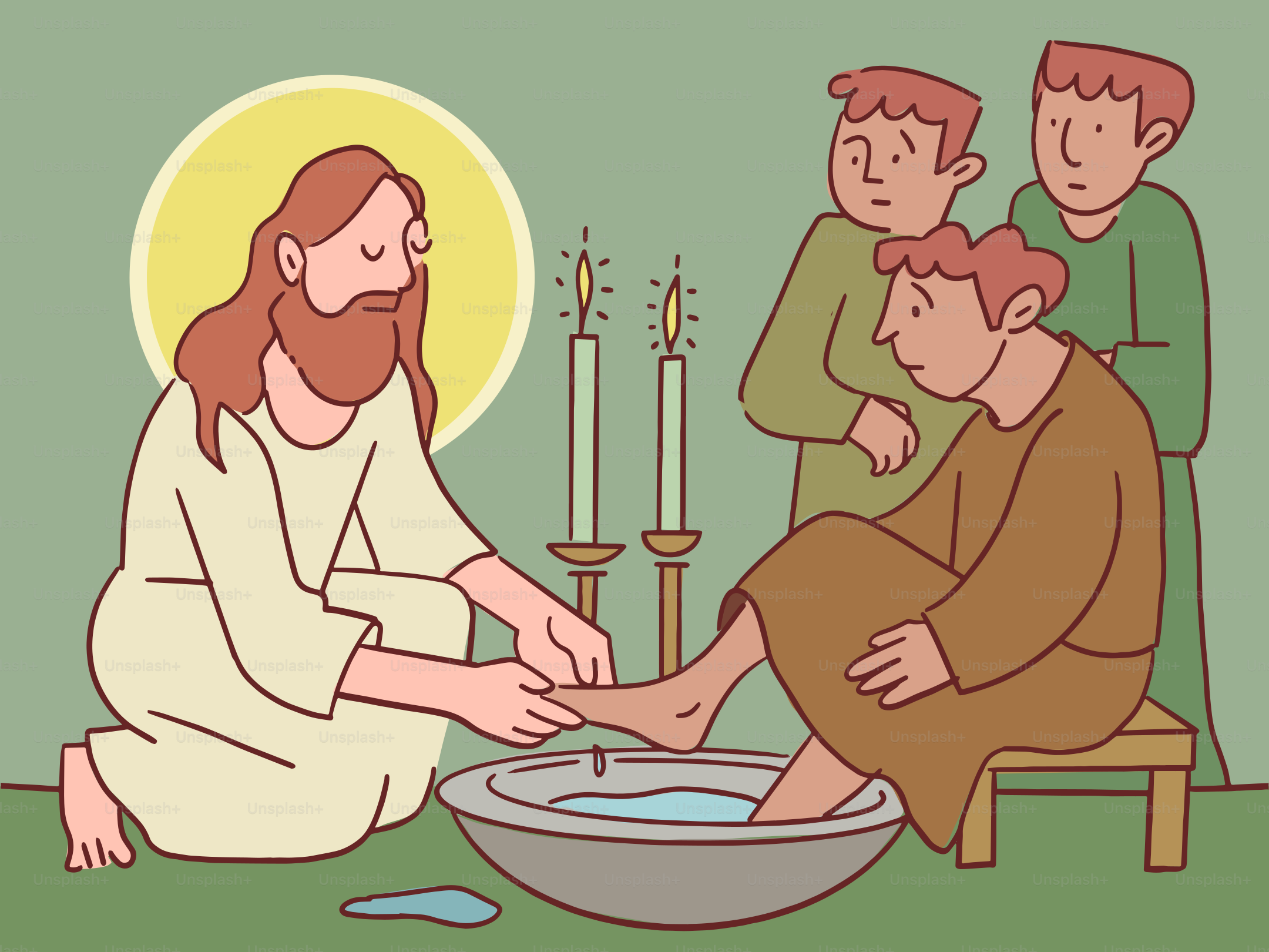Jesus washes the feet of a disciple.
