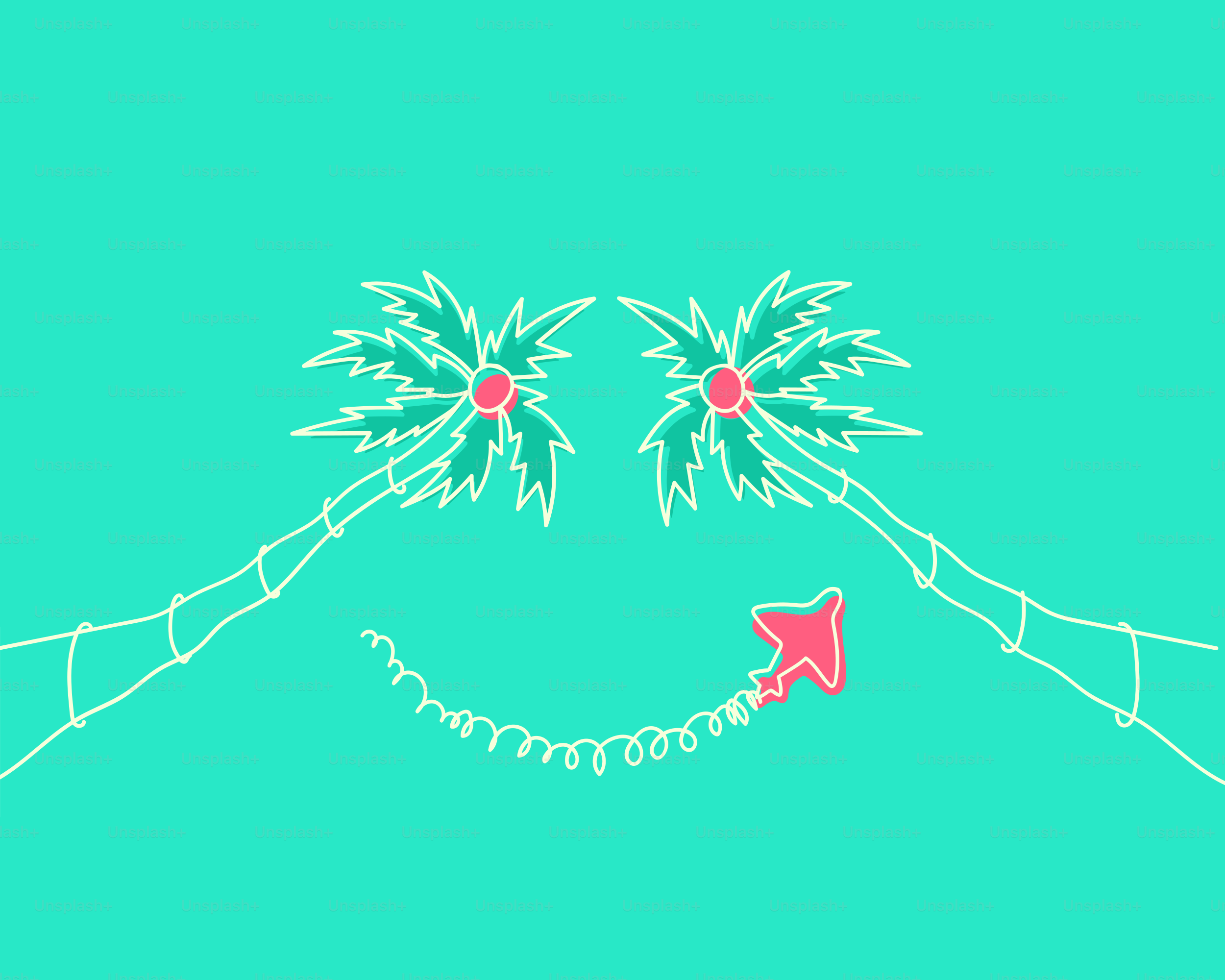 Two palm trees with a smiling face.