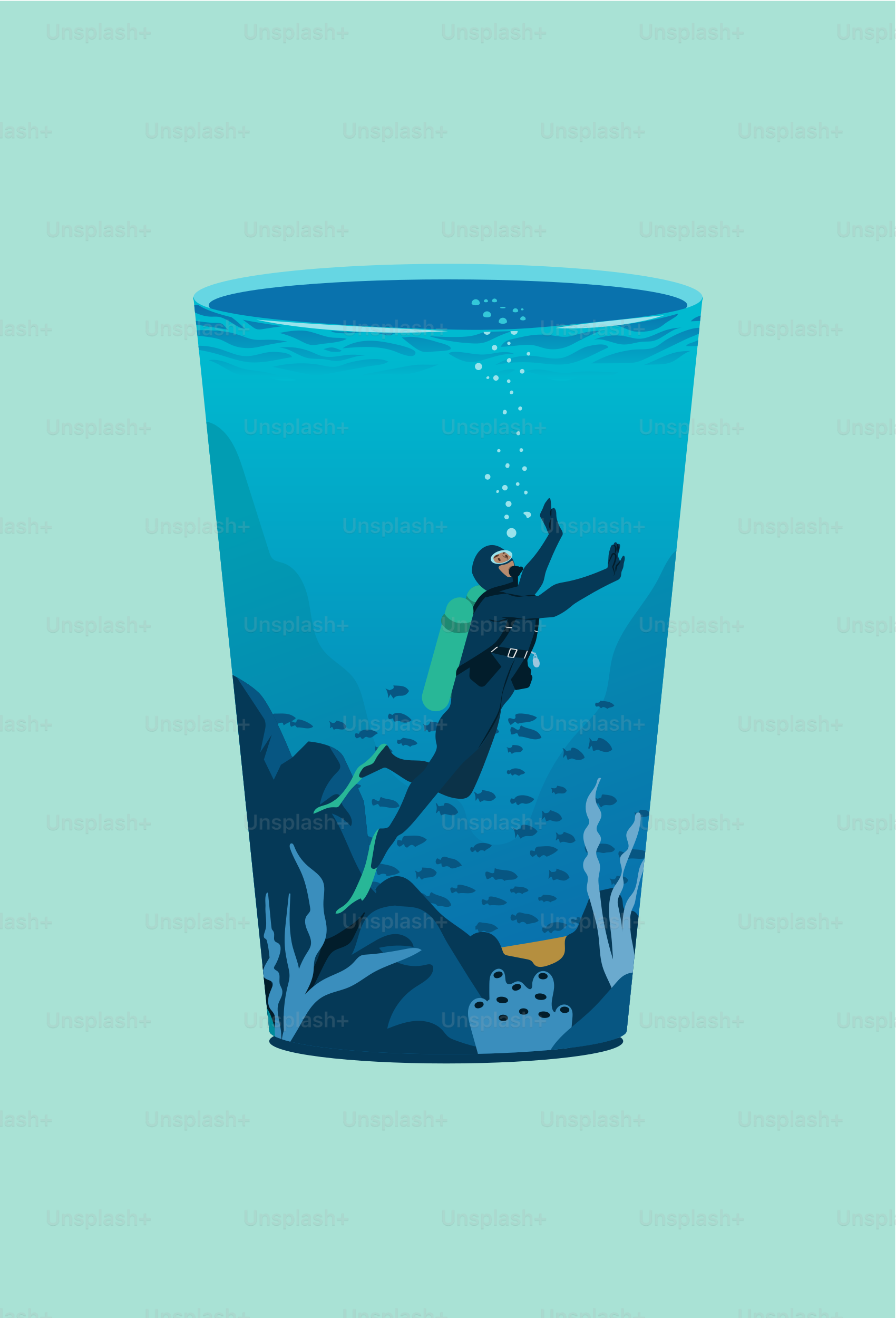 Un plongeur sous-marine explore la vie sous-marine.