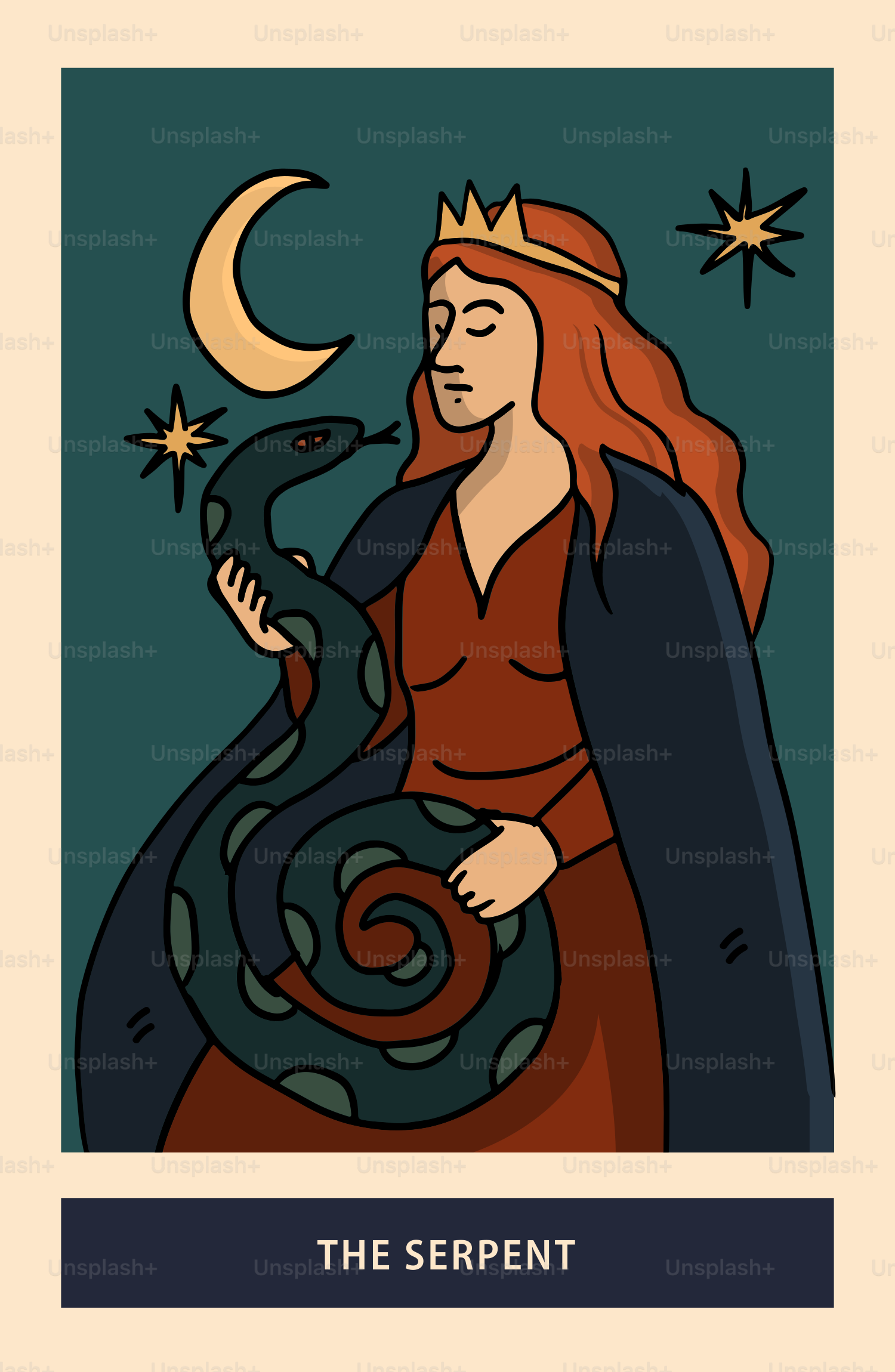 The woman and snake depict 