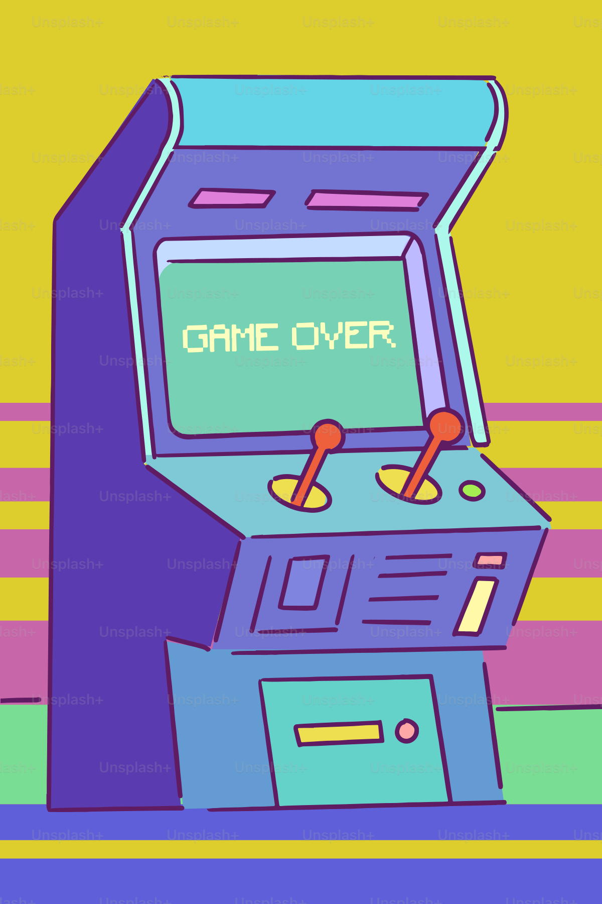 Une borne d’arcade rétro affiche « game over ».