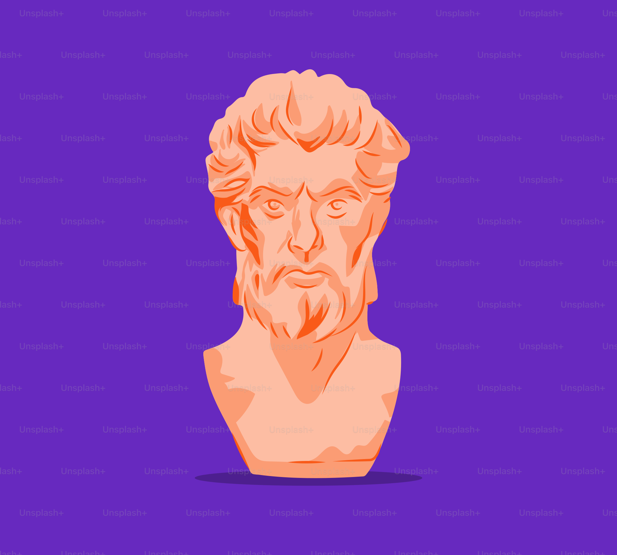 Buste classique sur fond violet.