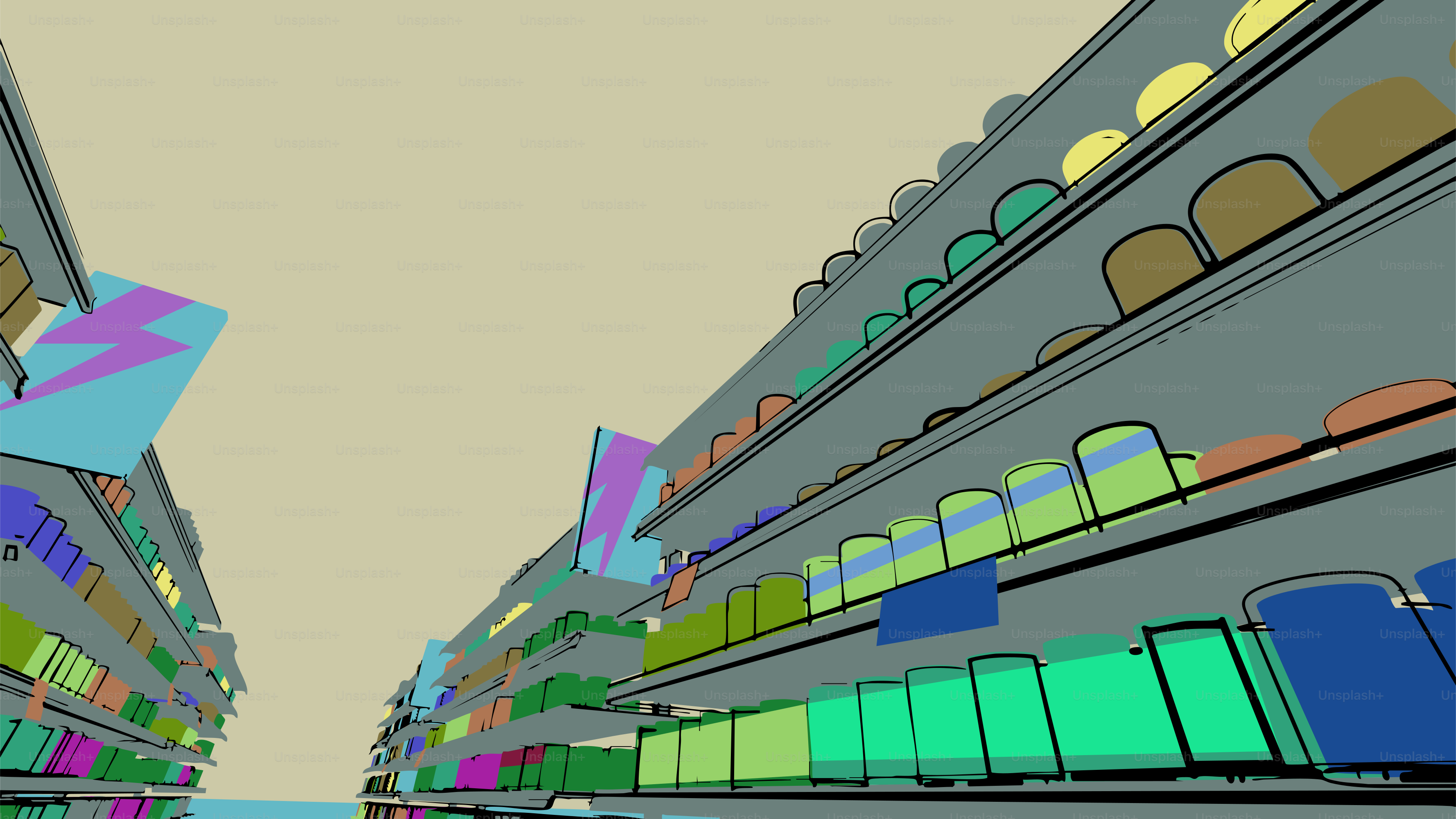 A supermarket aisle with shelves full of goods.